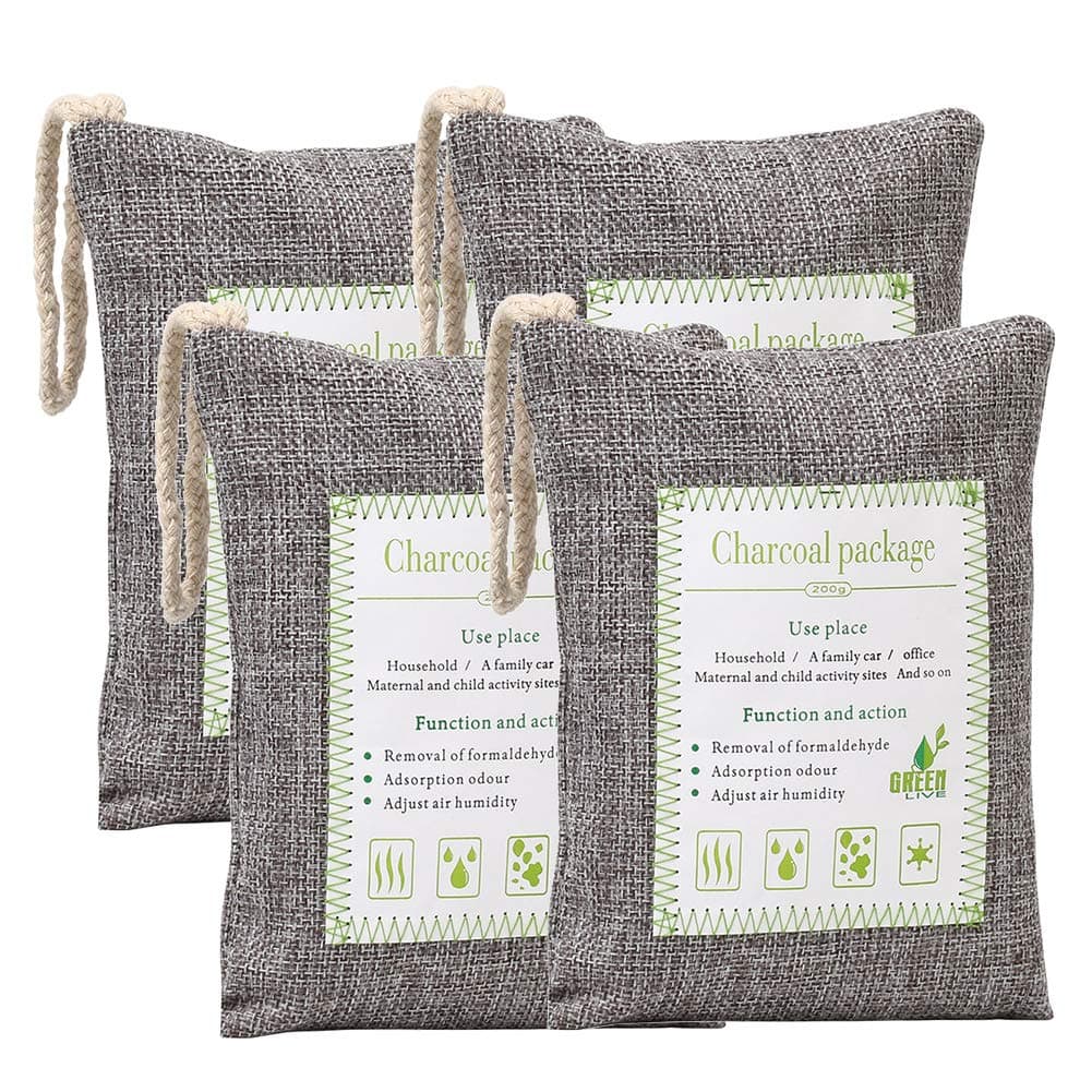 MONDADO Natural Air Purifying Bag Fragrance Air Purifying Odor Eliminator Natural Bamboo Charcoal Captures Bag (200g*4)