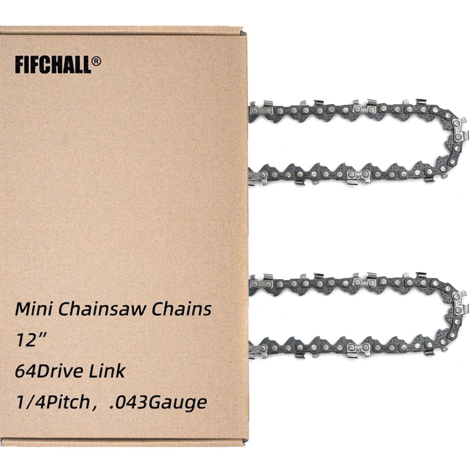 2 Pack 12 Inch Chainsaw Chain 1/4"LP Pitch .043" Gauge 64 Drive Links, Replacement Pole Saw Chain 12 inch Chainsaw Chains Fits for Stihl MSA120 C-B MSA140 C-B and More