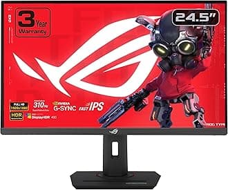 ROG Strix 24.5” USB-C HDR400 Gaming Monitor (XG259CMS)–Full HD 1080p, 310Hz, 1ms, Fast IPS, 110% SRGB, Extreme Low Motion Blur Sync, G-SYNC Compatible, DisplayWidget, Tripod Socket, 3yr Warranty