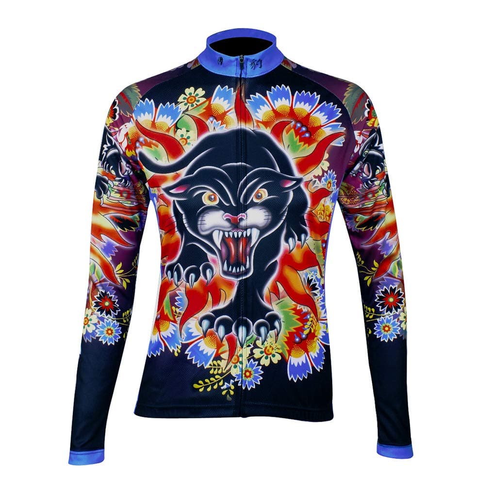 Cycling Jersey Women's Black panther pattern Long Sleeve mtb Tops Road Bicycle Clothing Jogging Motion Jersey XXXL