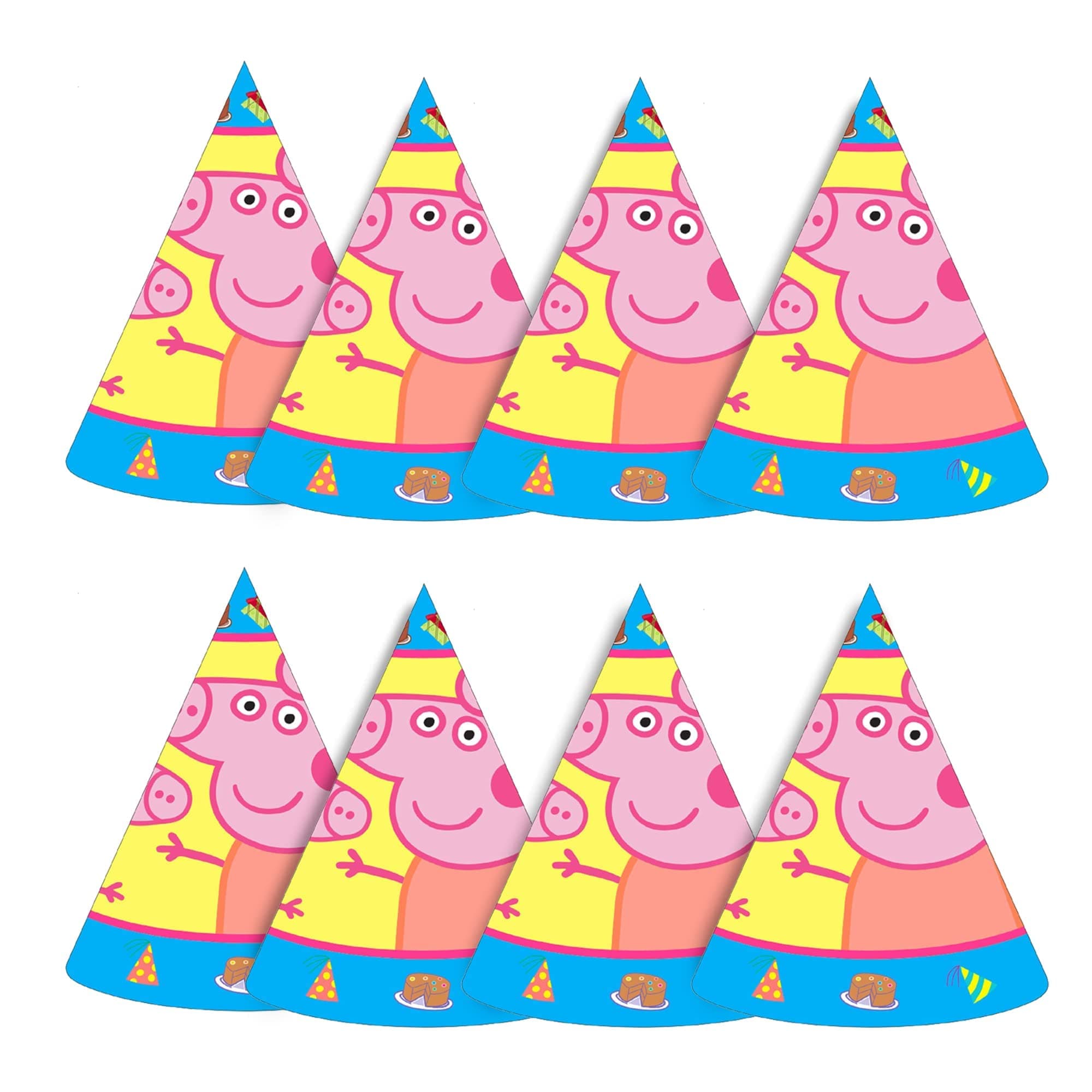 Wanna Party Peppa Pig Theme Party Hats - 8pc