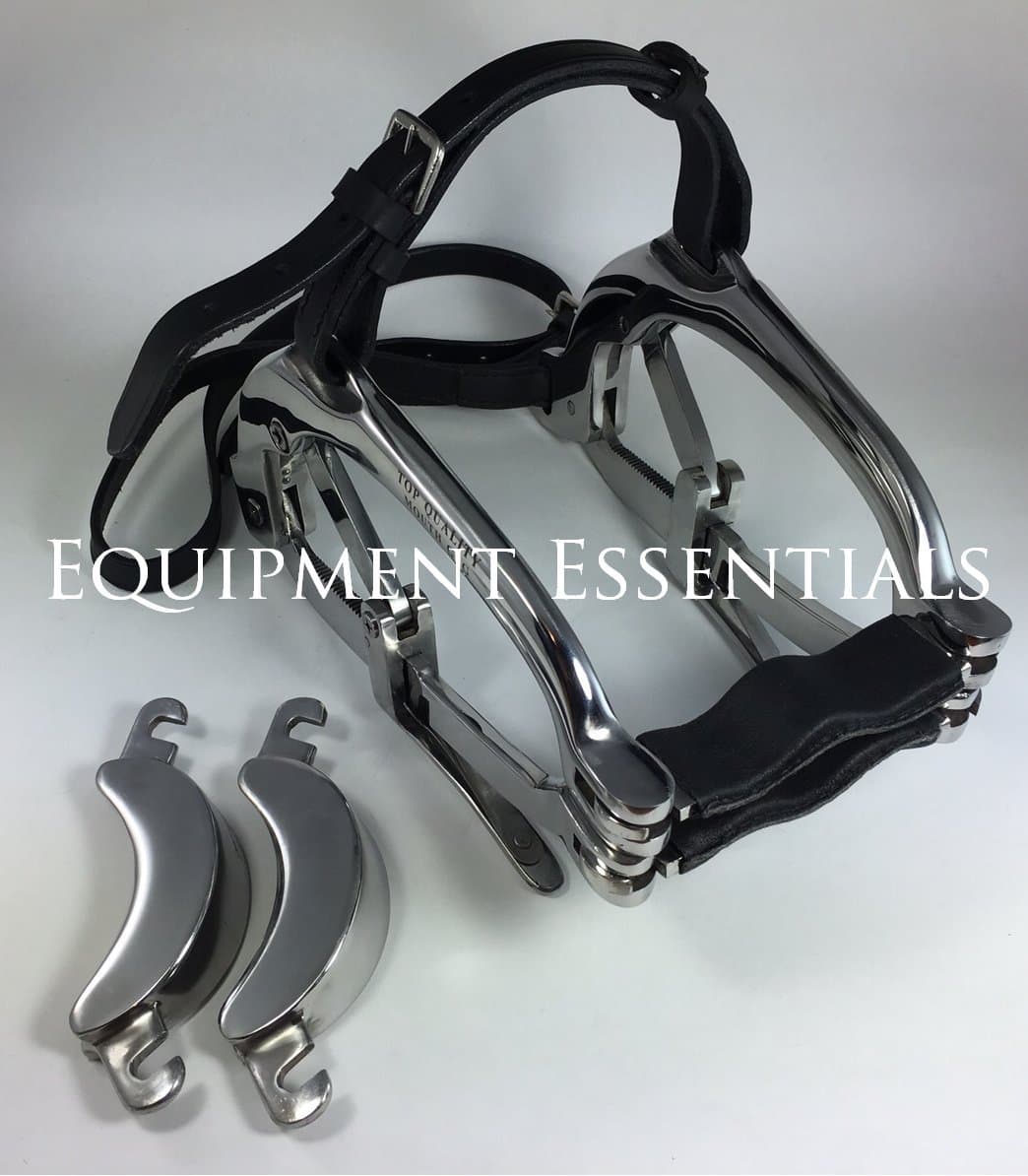 Equine Horse Dental Mouth Gag Speculum Stainless Steel with Leather Straps Series 2000 Millenium Dentistry Veterinary Bits Cups Upper Lower Jaws