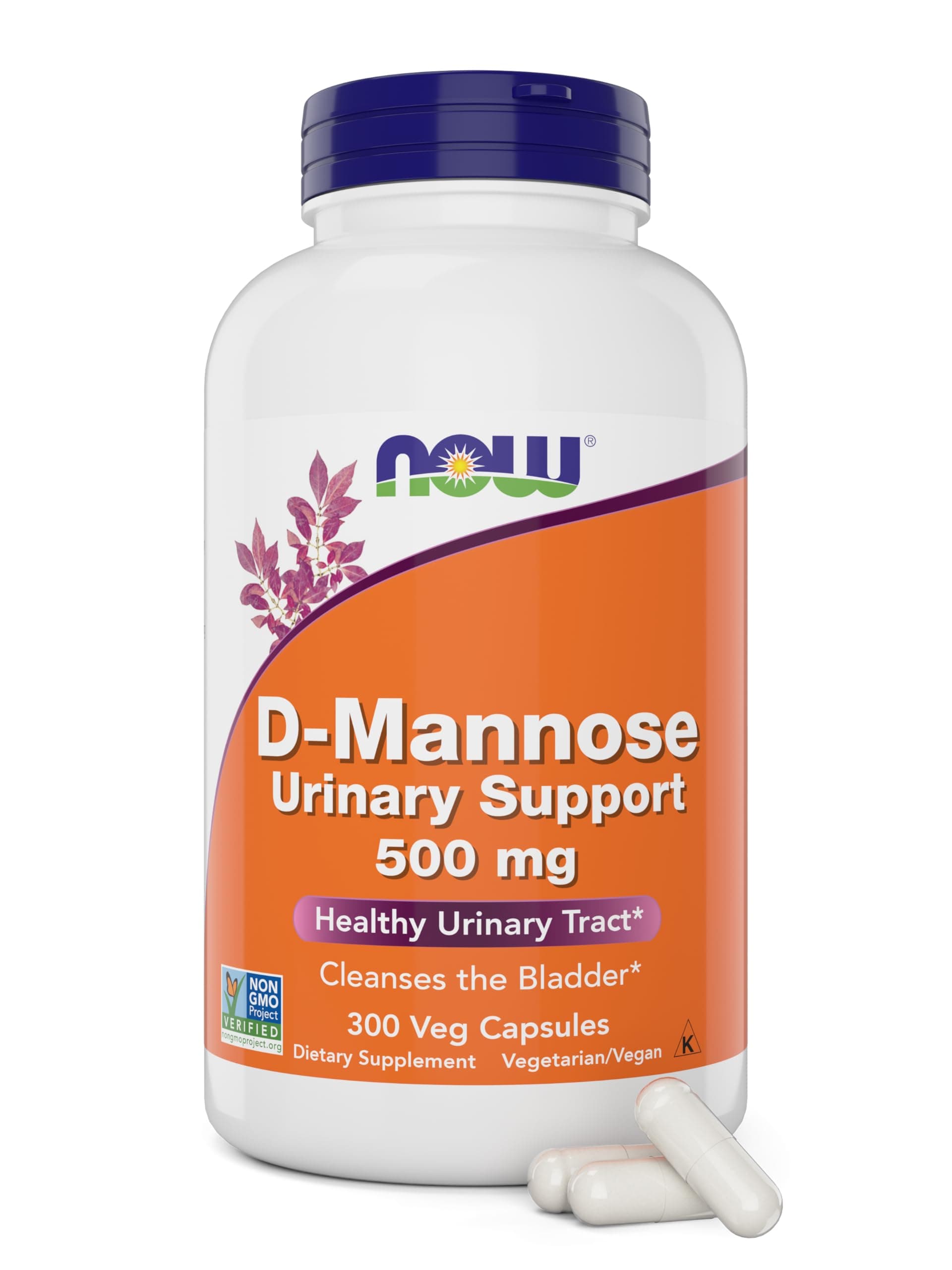 Now D-Mannose 500 mg, 300 Capsules - Vegan, Non GMO Supplement for Women and Men - Supports Healthy Urinary Tract, Cleanses the Bladder