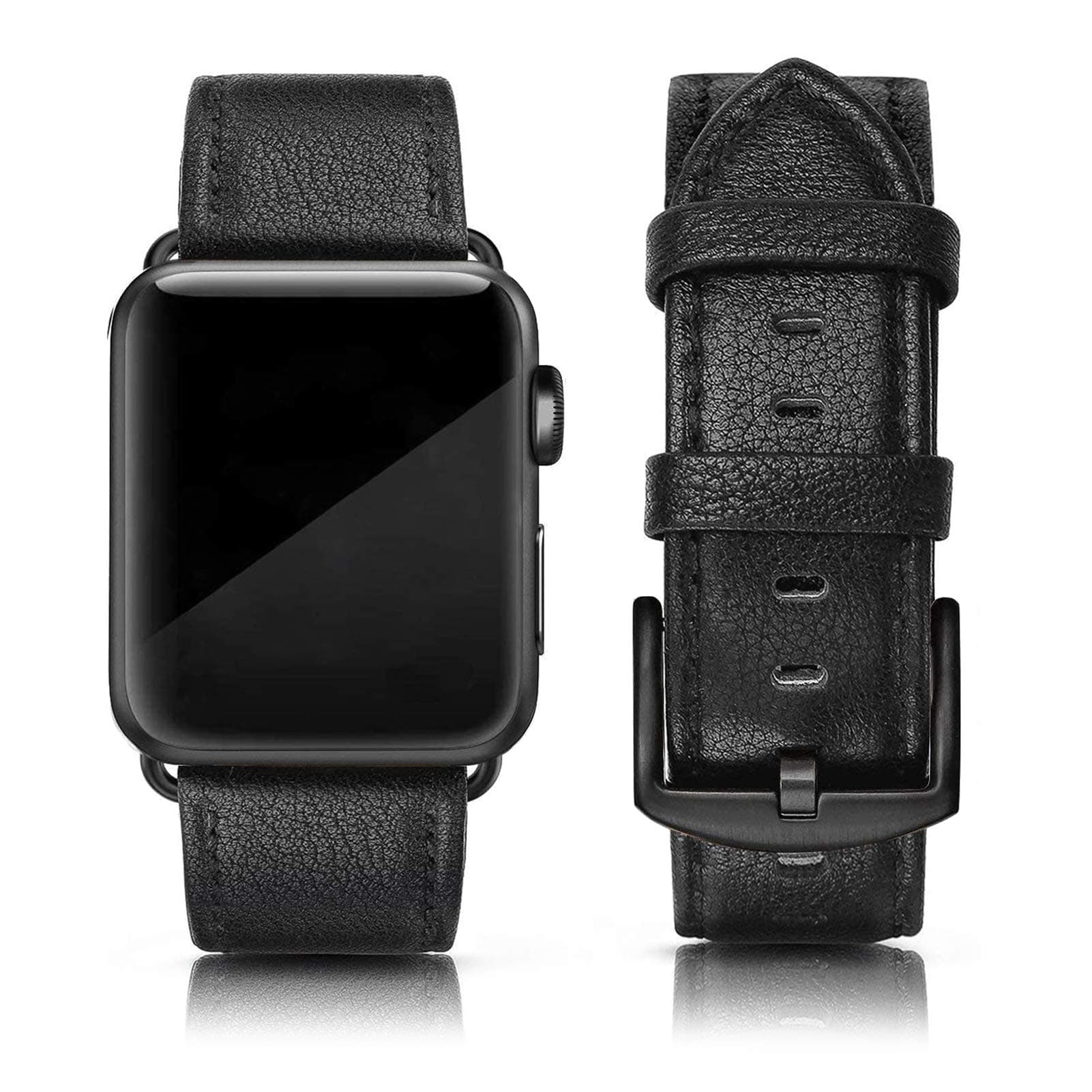 EDIMENS Leather Bands Compatible with Apple Watch 45mm 42mm 44mm Band Men Women, Vintage Genuine Leather Wristband Replacement Band Compatible for Apple Watch iwatch Series 7 6 5 4 3 2 1, SE Sports
