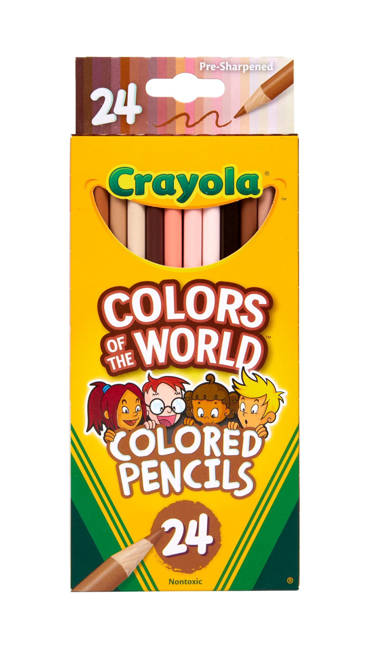 Crayola Colors of the World Colored Pencil Set (24ct), Skin Tone Colored Pencils for Kids, Coloring Book Pencils, Gifts for Kids