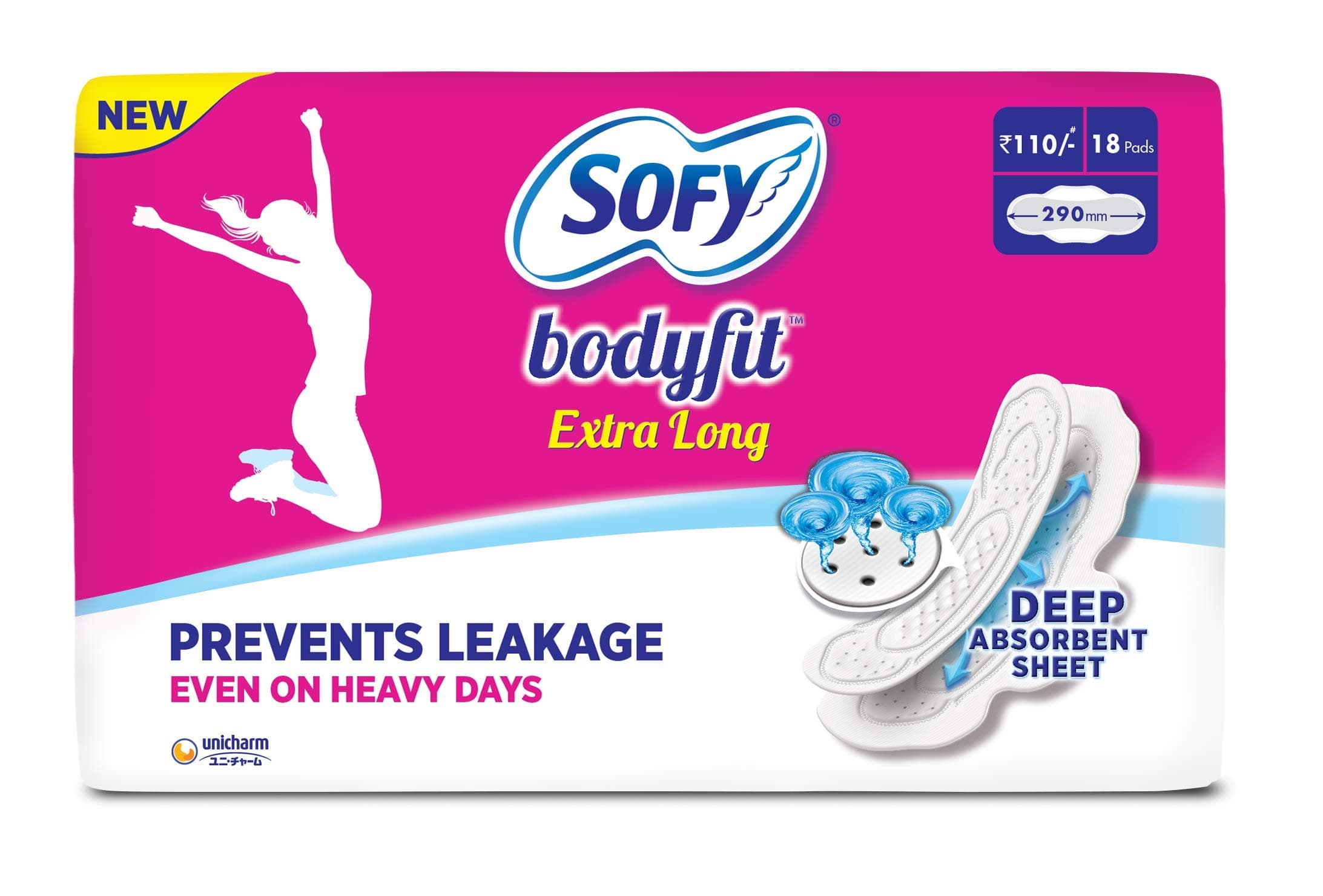 Bodyfit Pro XL - 290mm | 18 pads | Women Sanitary Pads | Leakage Protection | Long Lasting | Deep Absorption | Centre Thick Fit | Comfy Dry Cover | X-Large