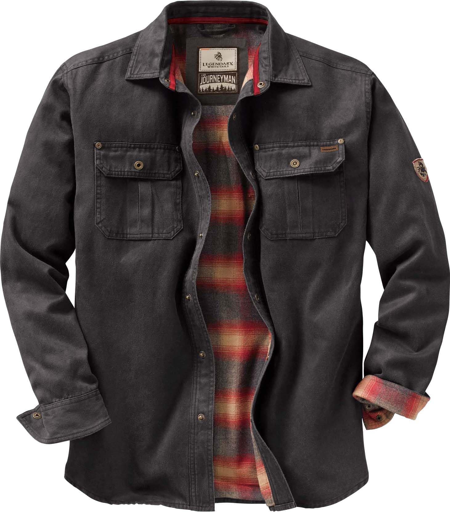 Men's Flannel Lined Shirt Jacket Waxed Cotton Water Resistant