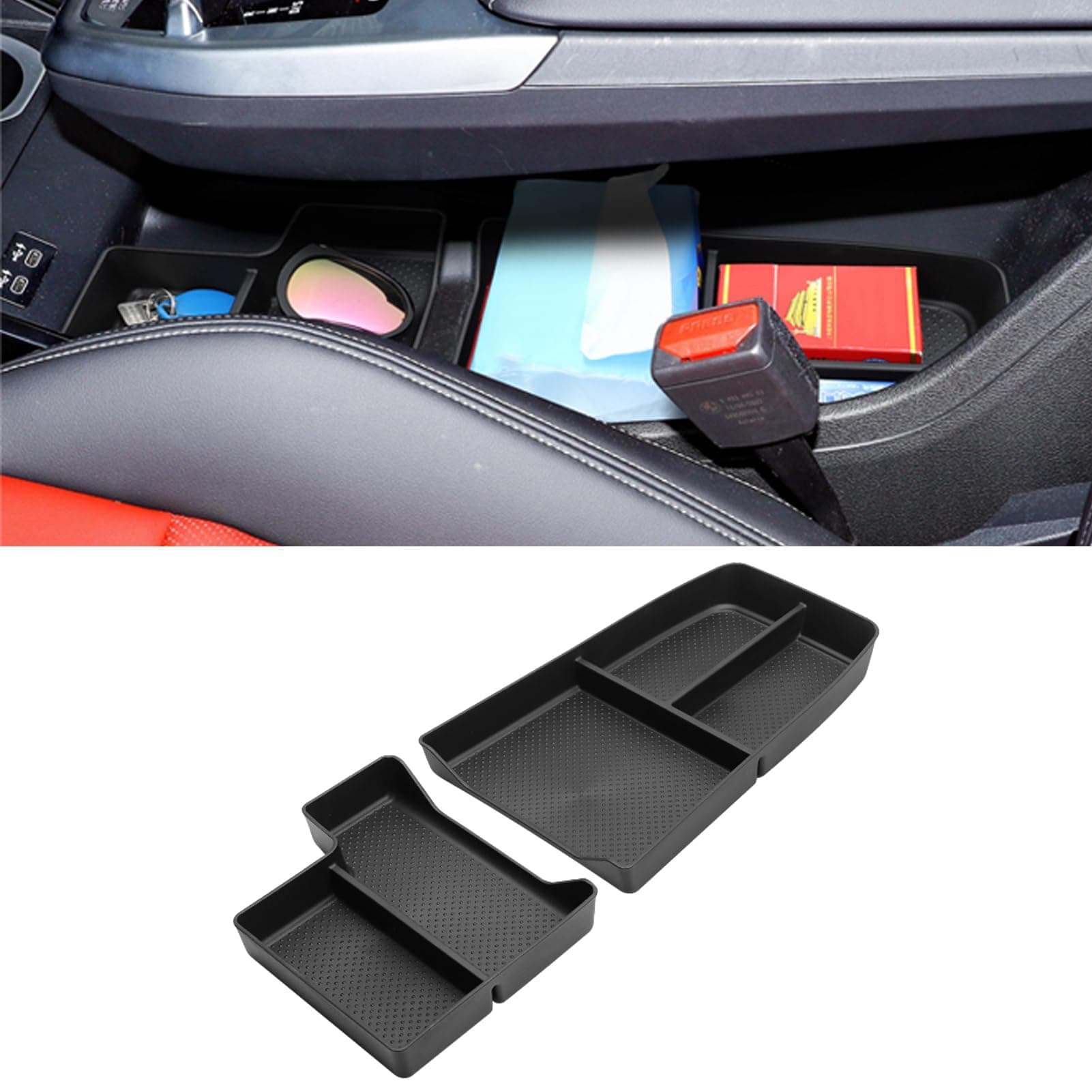 Compatible with BMW X1 Center Console Organizer Tray 2023 2024 2025 2026 U11, 2PCS Lower Console Organizer Tray, TPE Storage Box for 2023-2026 BMW X1 Accessories