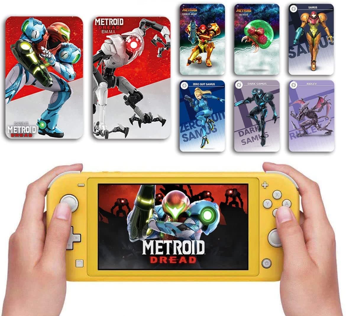 SKOPAIN 8 PCS NFC Cards Compatible with Metroid Dread Samus/E.M.M.I [Latest Version],for Switch/Switch Lite Wii U New 3DS (Bank Card Size)