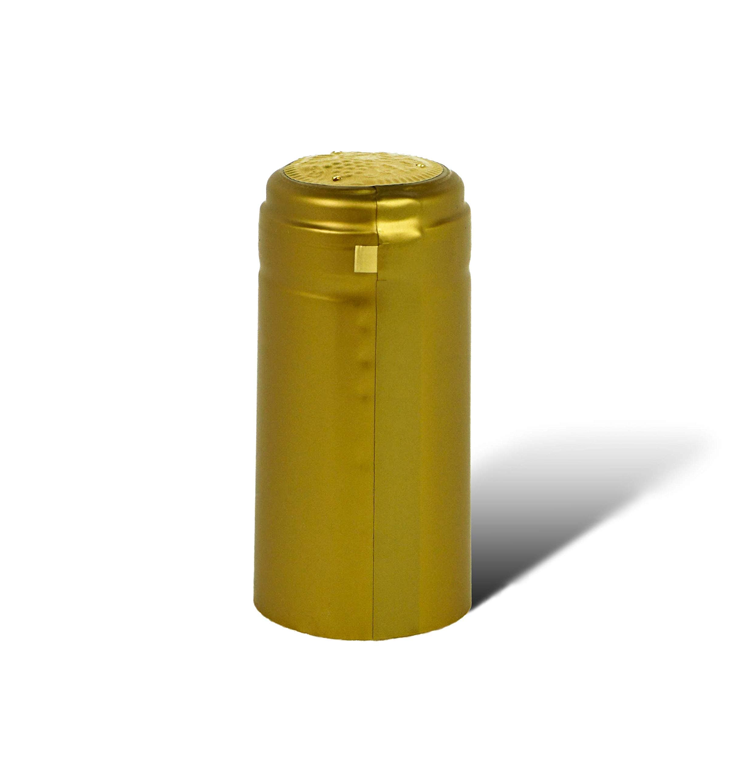 PVC heat shrink capsules with tear tab - 100 count, suitable for wine bottles, classic gold finish, premium quality shrink bottle sleeves for professional and home use