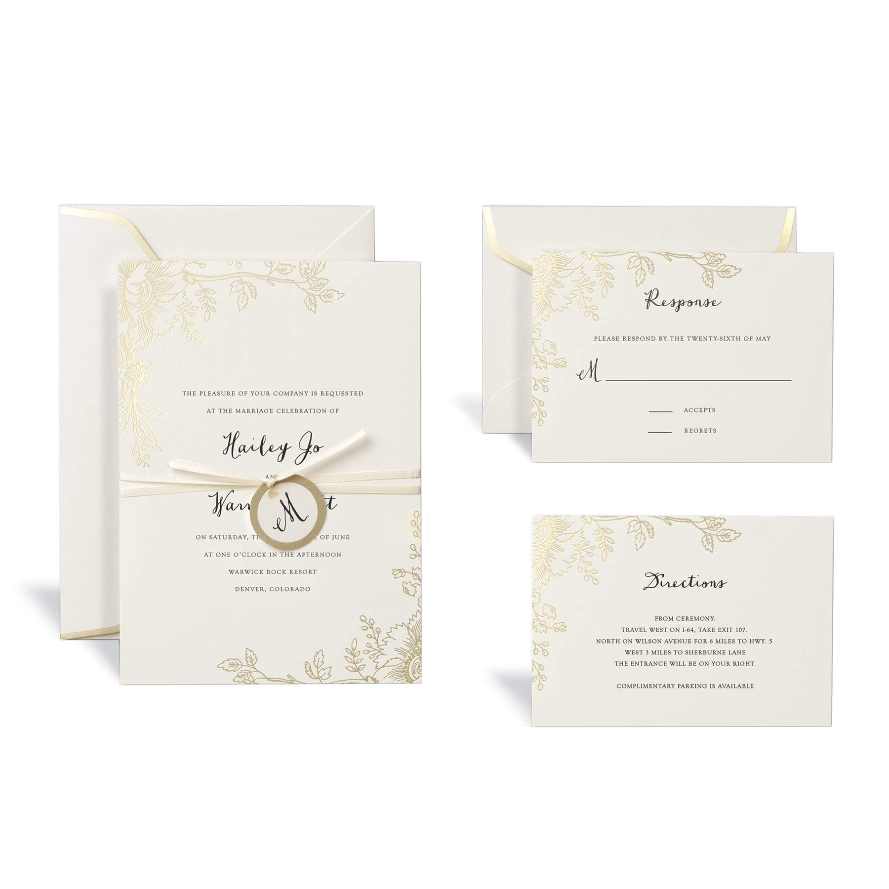 Celebrate It Gold Floral Wedding Invitation Kit, 30ct.