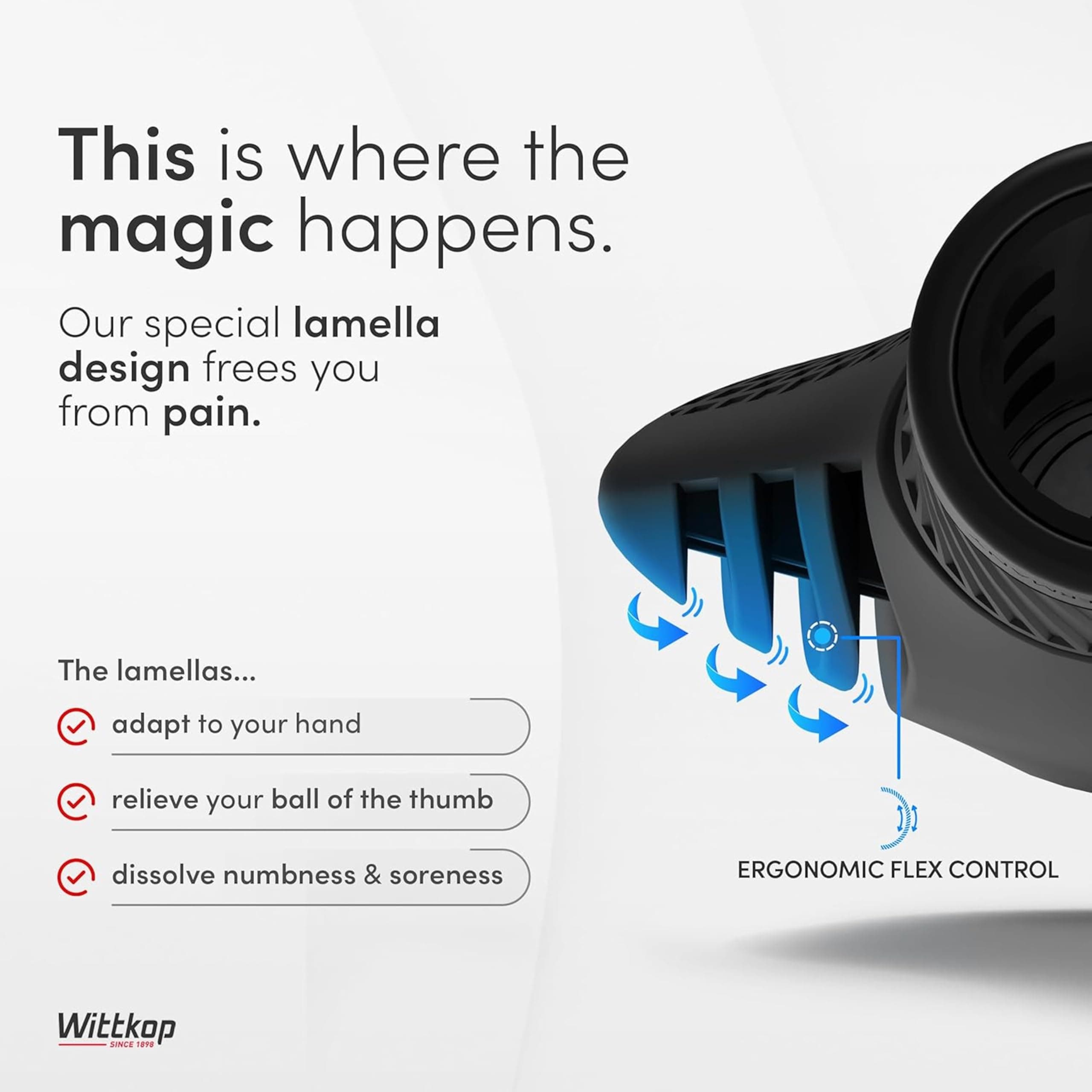 Wittkop Bicycle Grips with Innovative Multi-Zone Design, Made in Germany, Ergonomic Design with Non-Slip Effect Including Comfort & EFC Zones for Optimised Grip & Comfort, Bicycle Grips Handlebar