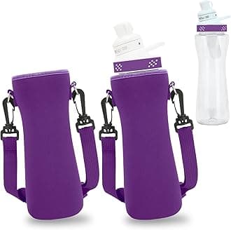 2Pcs Purple Neoprene Sleeve for 22oz Cirkul Water Bottle, Keeps Water Cold & Protects Bottle, Compatible with Plastic & Stainless Steel Bottles, 650ml Capacity