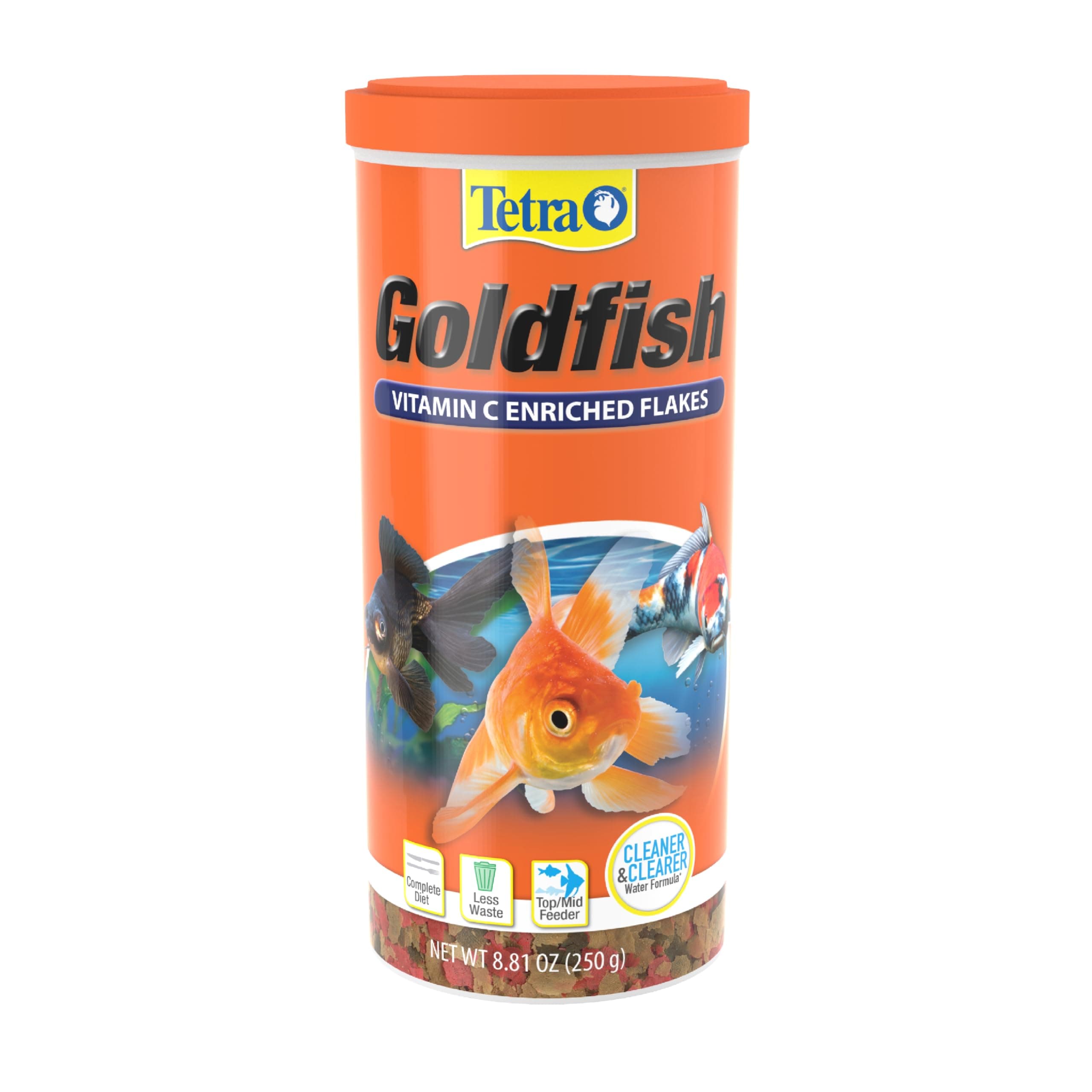 Tetra Goldfish Flakes, Nutritionally Balanced Diet for Aquarium Fish, Vitamin C Enriched Flakes, 8.81 Ounces