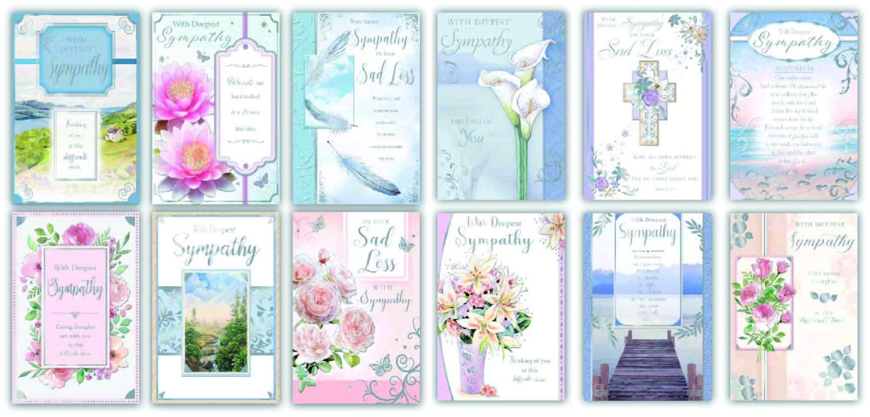 12 Assorted Sympathy Cards - Thoughtful Designs For Comfort Condolence. Individually wrapped with envelopes