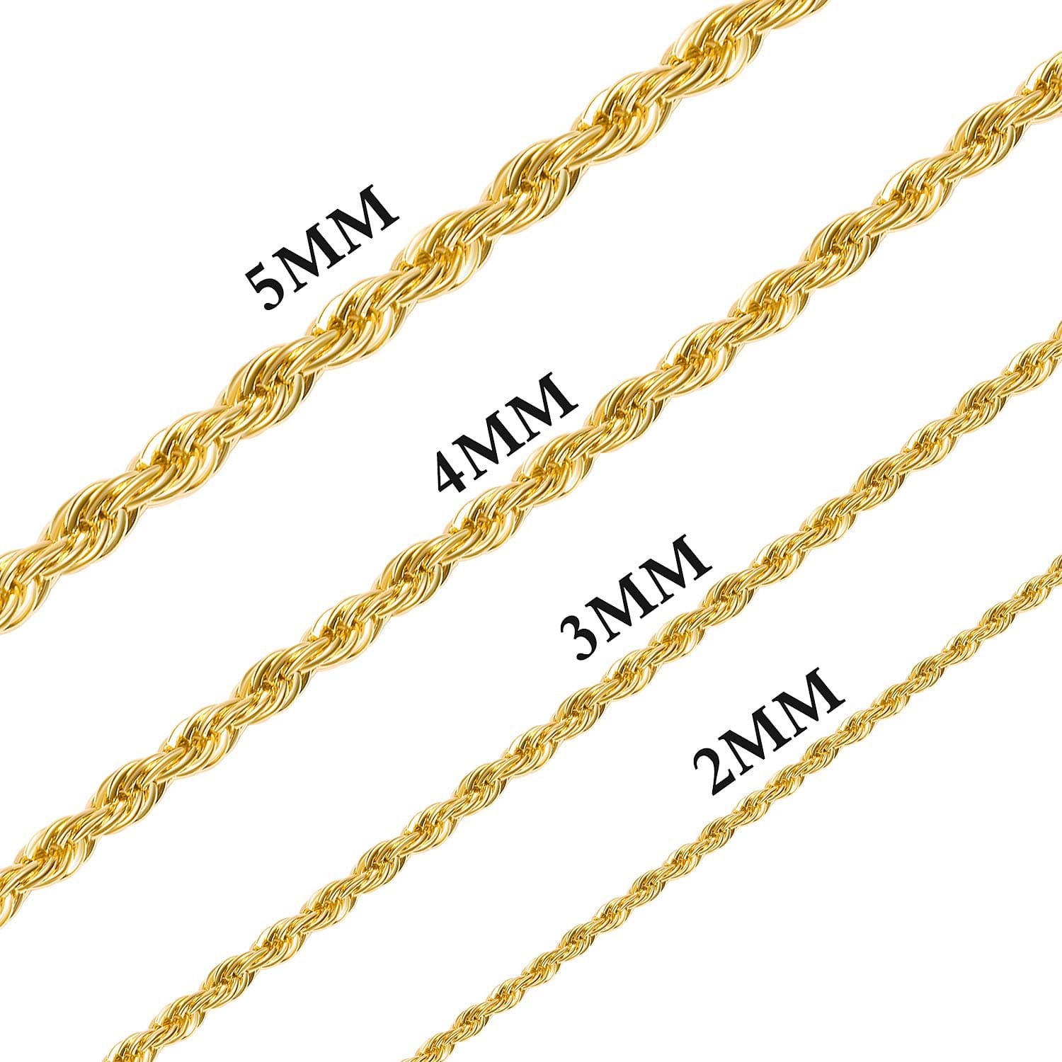 SANNYRA Gold Chain for Men Women 5MM/16Inches, Mens Gold Chain Plated, Gold Chain Necklace for Women, 18K Real Gold Necklace Chain, Stainless Steel Necklaces Women Men's Jewellery Gift