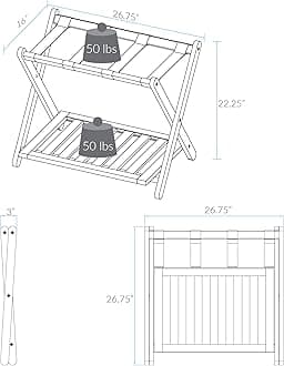 Casual Home Shelf-Honey Oak Luggage Rack, 28" Wide