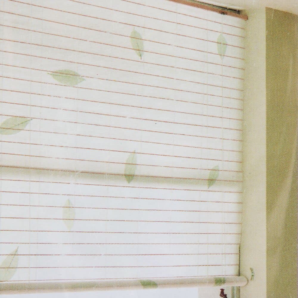 Leaf Design Roll Up Window Blind - Natural Green Neutral - 180 x 160cm