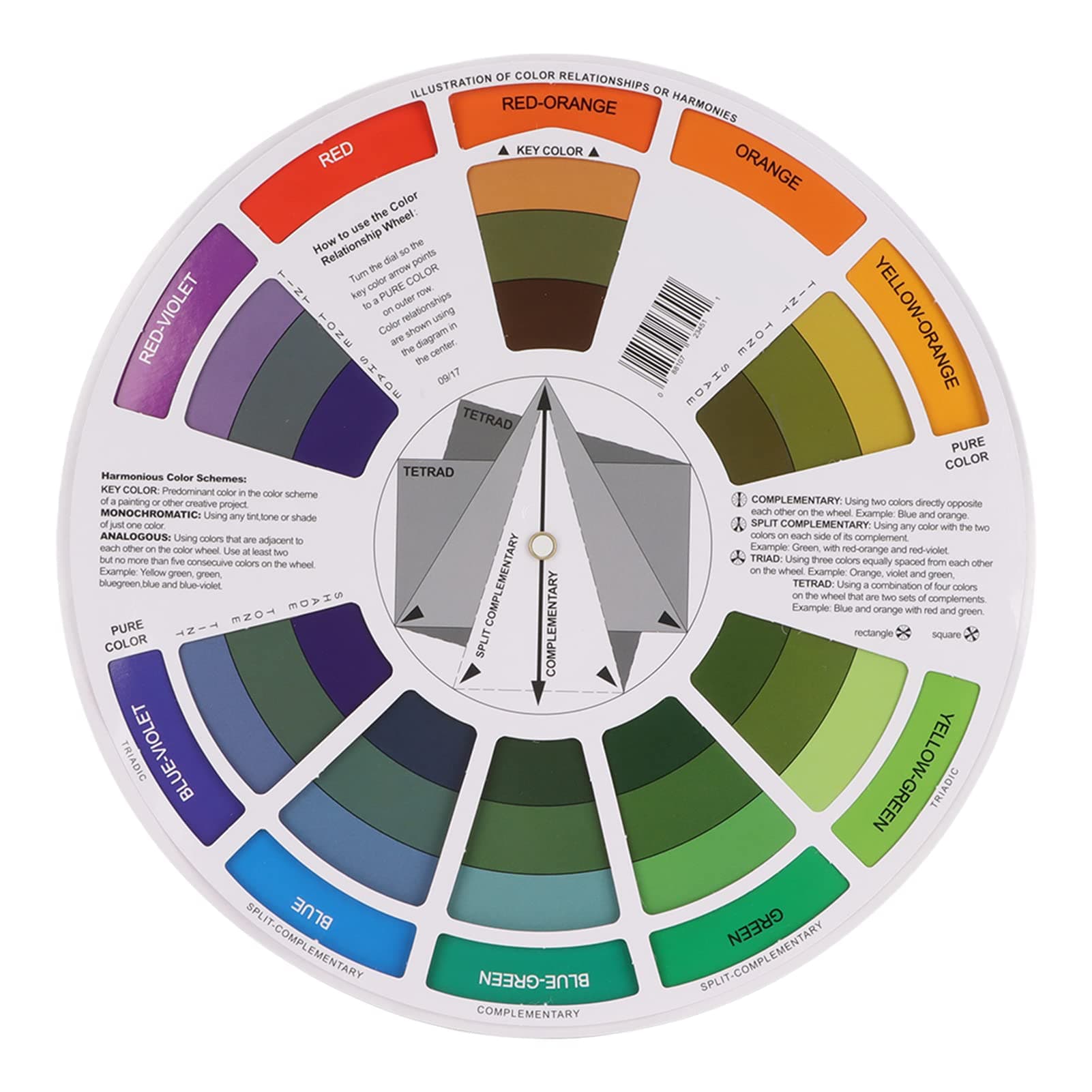 Color Wheel Chart Color Mix Guide Reversible Blending Effect Simple Operation Color Wheel Poster