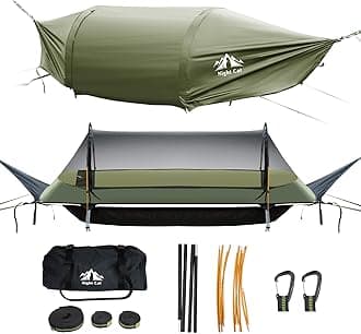 Flat Lay Hammock Tent with Mosquito Net Waterproof Rainfly for 1 Person Backpacking Hiking Camping Lightweight 330LBS 87x28x19in