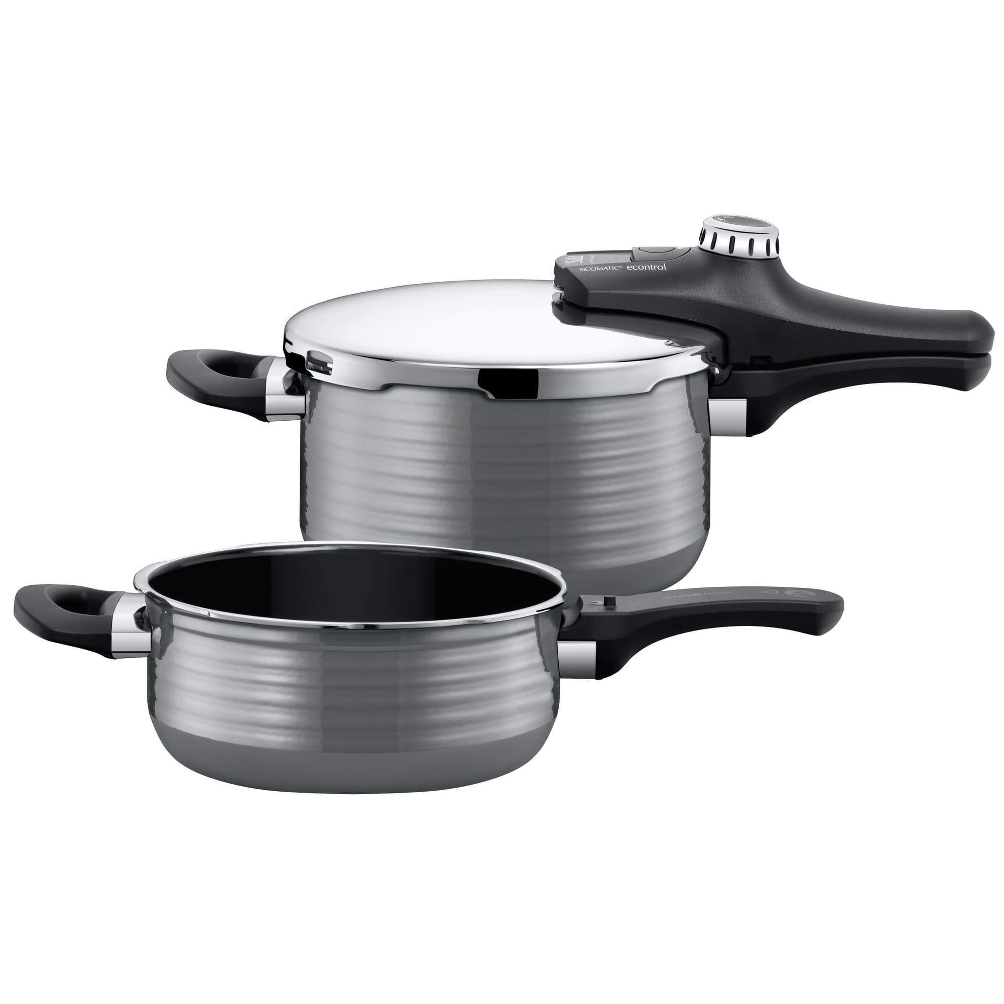 Silit Sicomatic Econtrol Duo Vision Without Insert, Stainless Steel, Silver, 4.5 Plus 3 Litre, 3-Piece