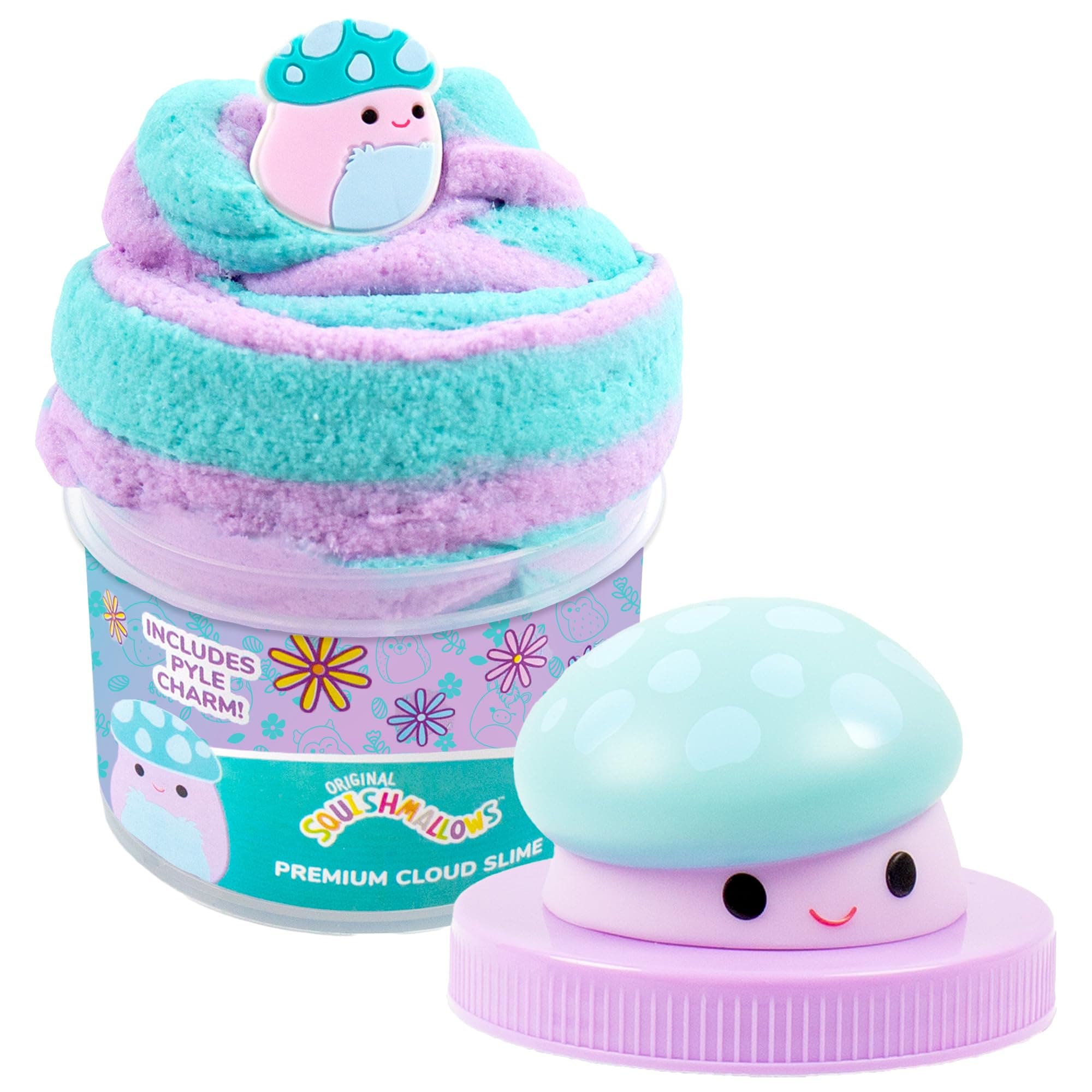 Squishmallows Pyle The Mushroom Premium Grape Scented Slime, 8 oz, 3 Fun Slime Add Ins, Great Toys for 6 Year Olds