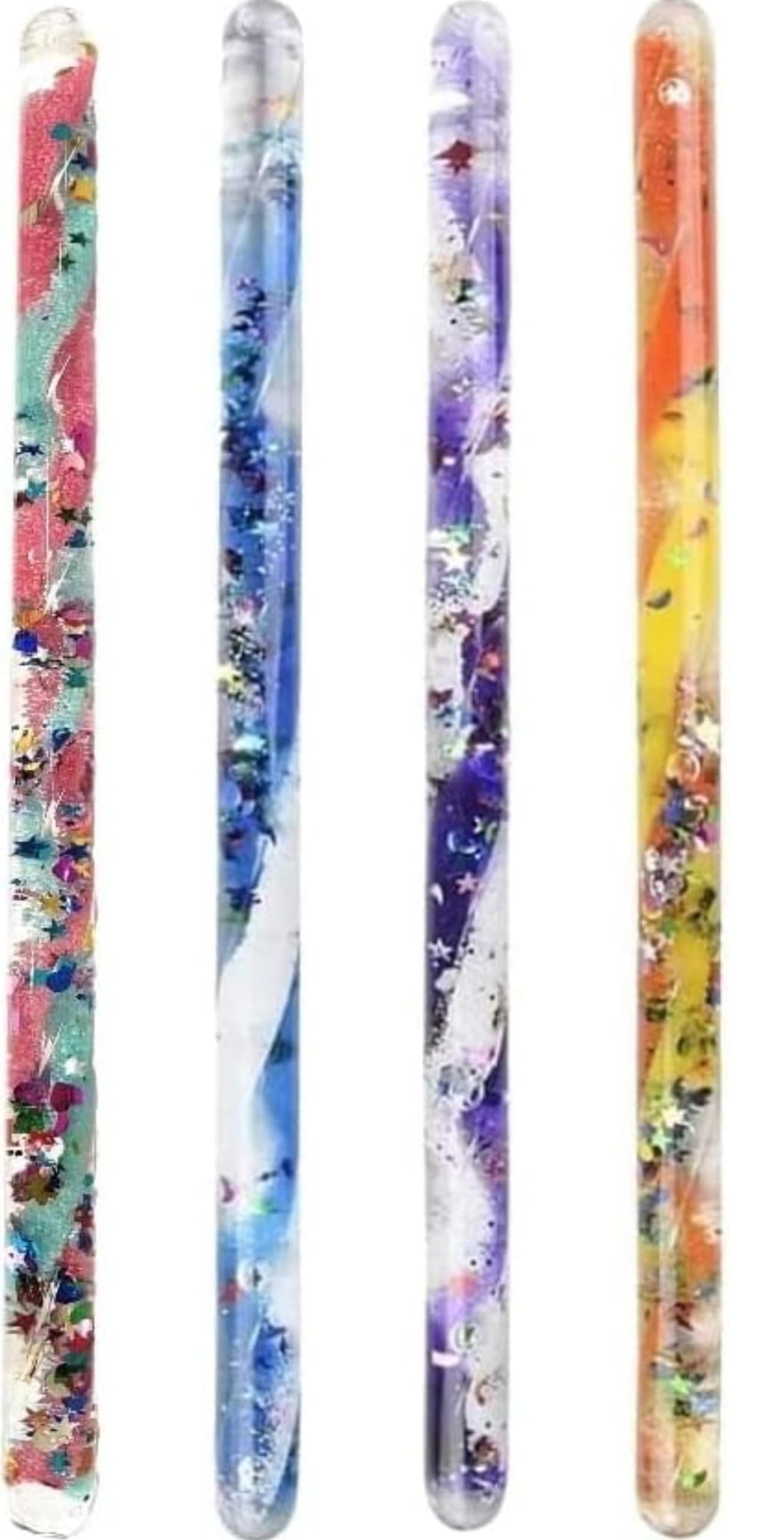Jumbo Spiral Glitter Wand - 12.5" Wonder Glitter Tube for dressing up as a magical fairy or wizard (4) Randomly selected colors Wands Halloween Costume Accessory Princess Fairy Wizard Pretend Play