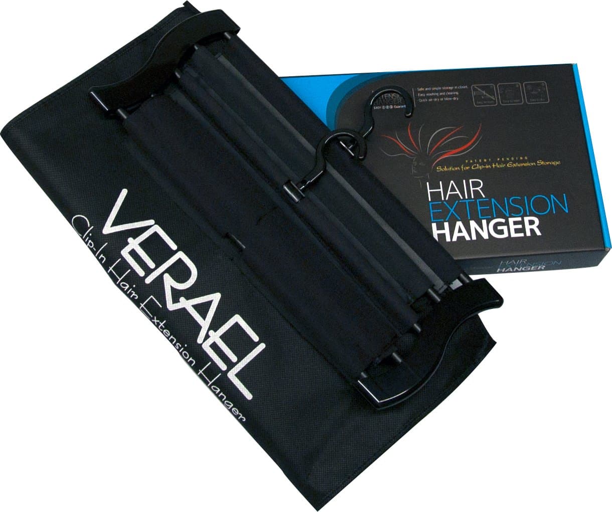 VERAEL Hair Extension Storage Closet Hanger with storage bag- easy store, no damage on hair, easy wash