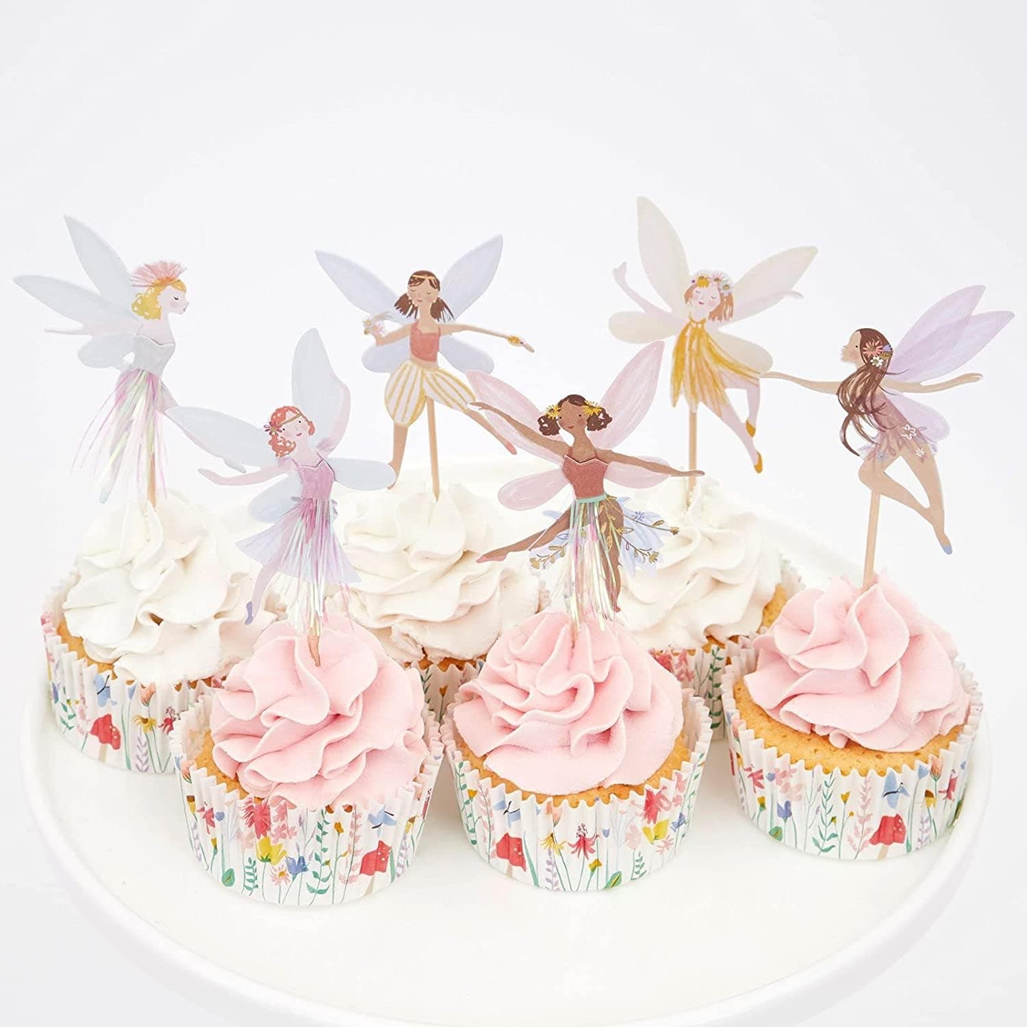Flower Fairy Cupcake Topper,24 PCS Birthday Party Cupcake Topper,Fairy Flower Theme Party Decoration,Wing Flower Angel Fairy Cupcake topper,Ballet Dancer Cake Decorations