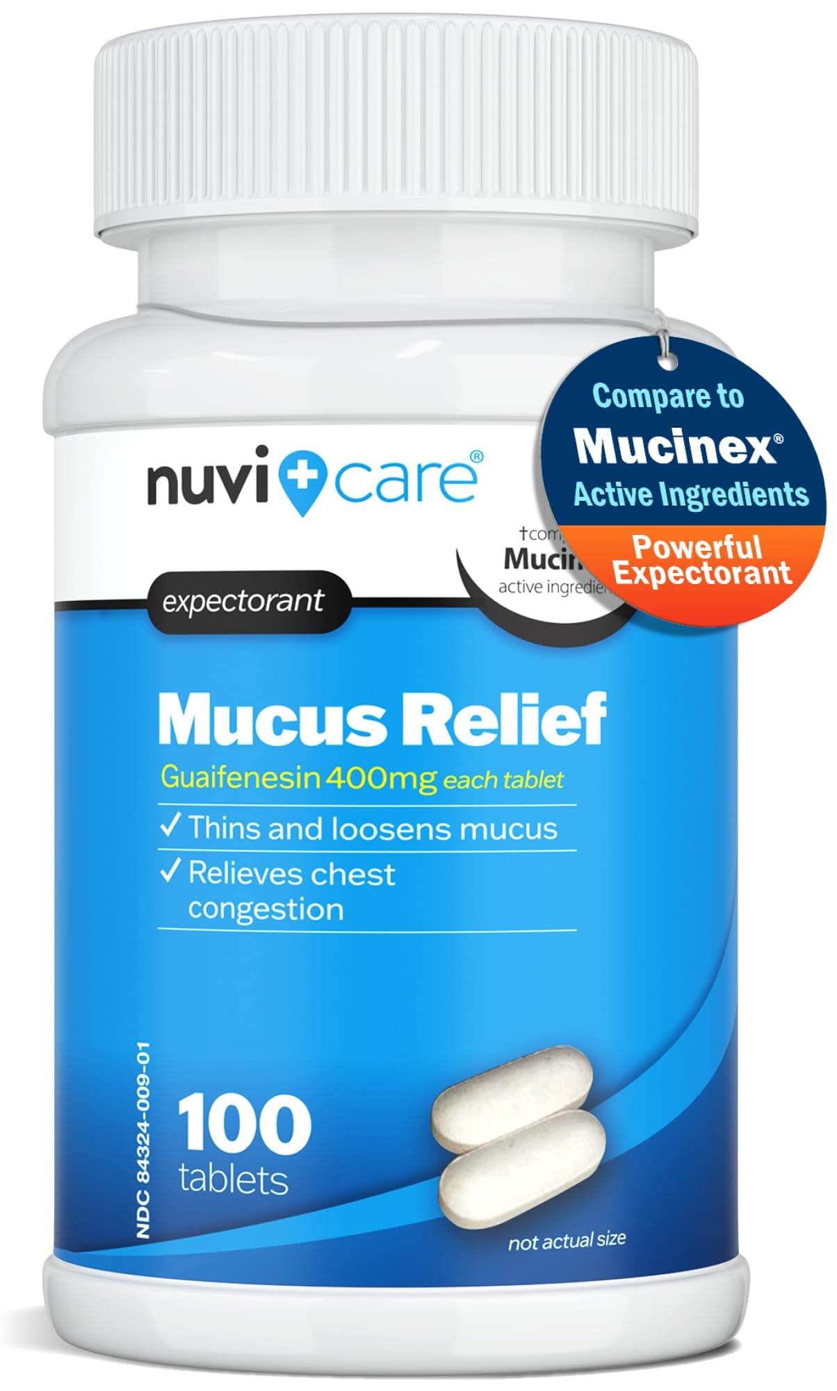 Expectorant Mucus Relief 400mg - Guaifenesin 400mg Tablets - Fast Chest Congestion Relief for Adults - Compare to Mucinex Tablets - Generic Mucus Clear for Phlegm and Congestion (100 Count)