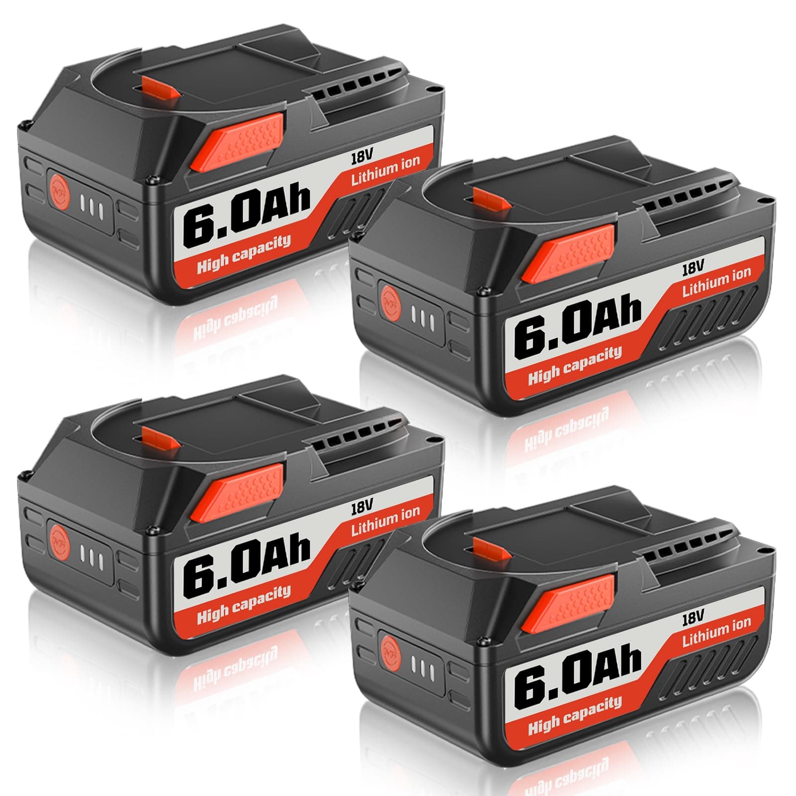 VINIDA 6.0Ah 18V R840087 Lithium Battery Replacement for Ridgid 18V Battery R840083 R840085 R840086 R840087 R840089 AC840085 18V Drill Battery 4 Pack