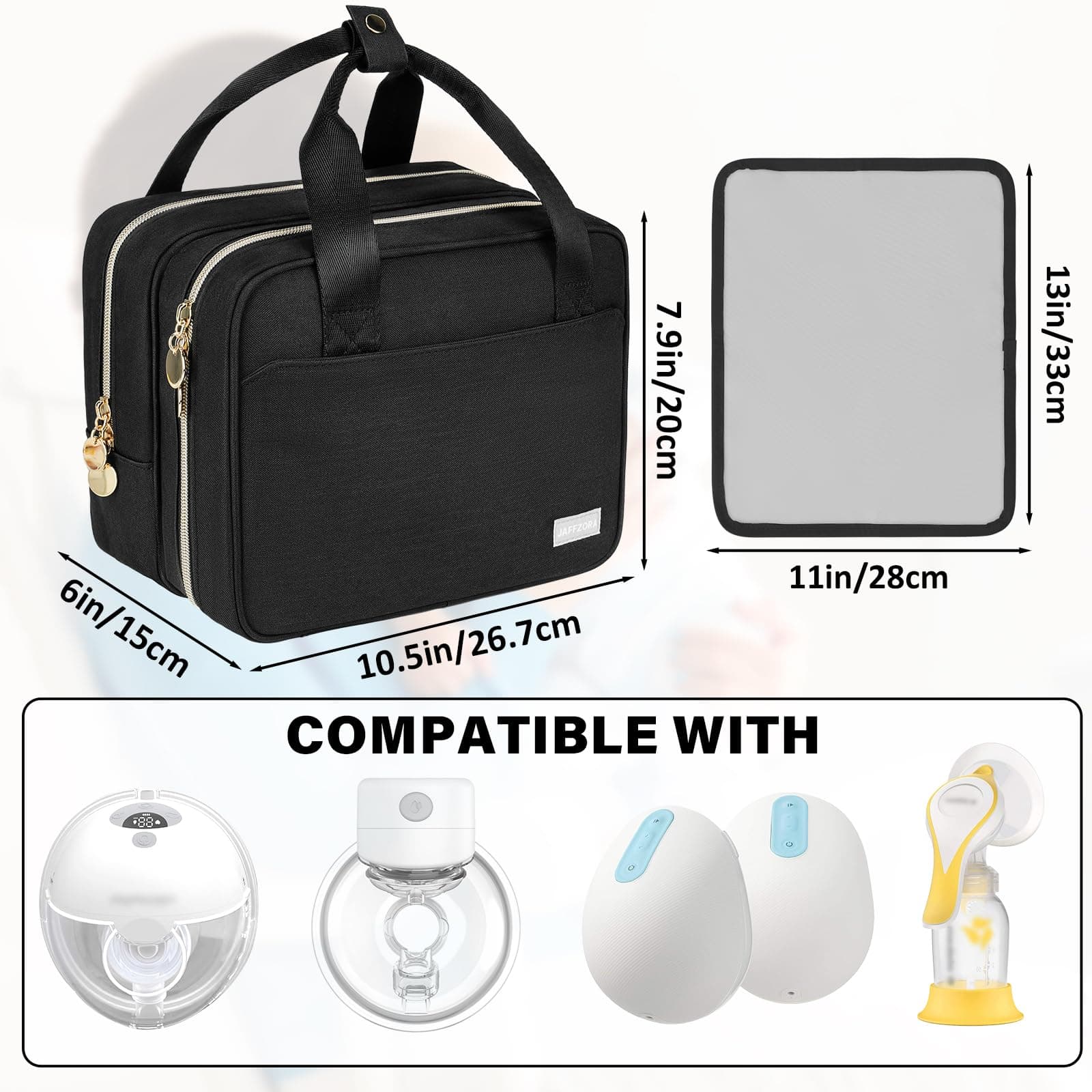 Wearable Breast Pump Bag with Cooler Compatible with Elvie, Momcozy S12 Pro, Willow & Medela Pump in Style, Carrying Case for Breast Pump and Accessories, Black