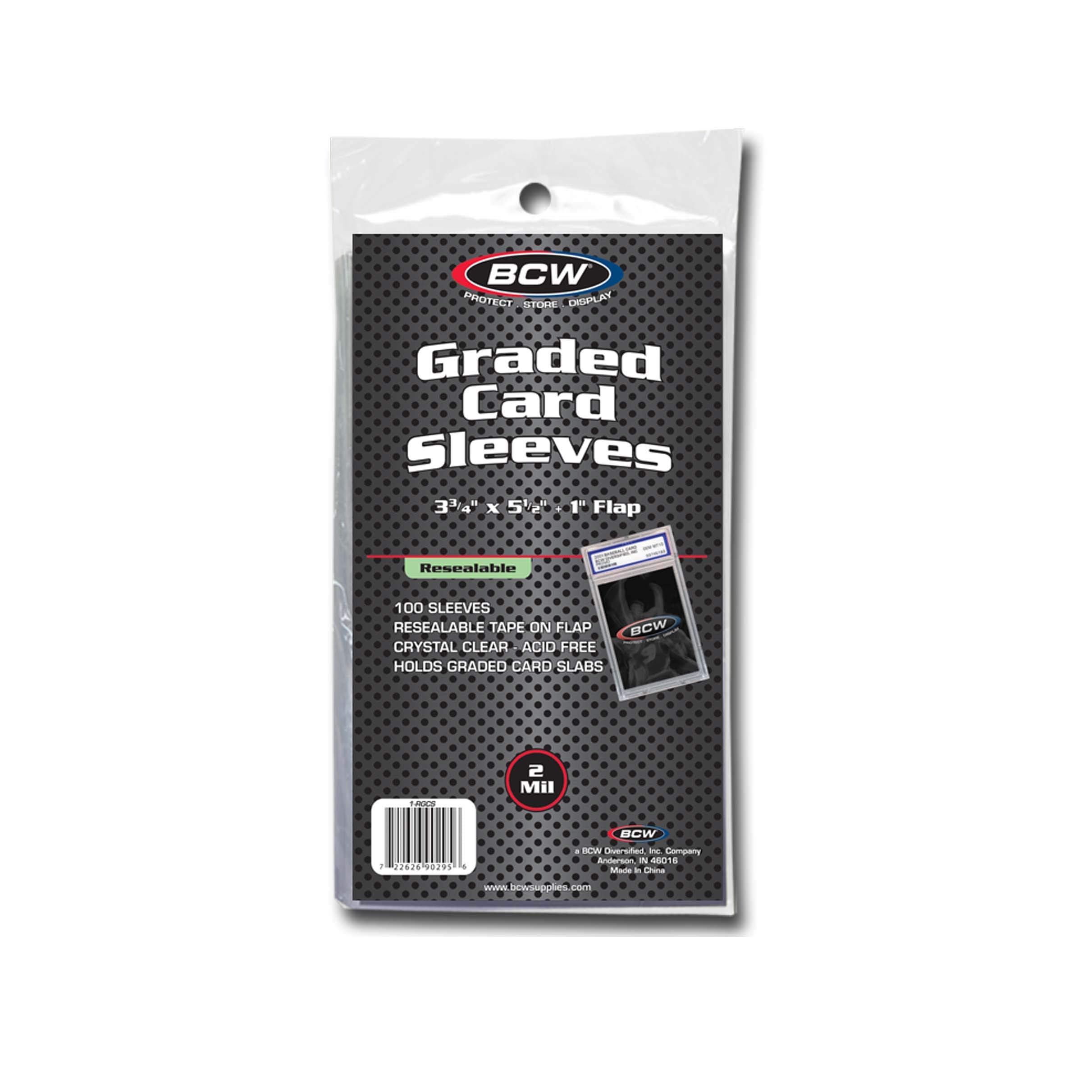 100 BCW Resealable Graded Card Sleeves (3 3/4 X 5 1/2) Holds PSA or BGS Grading Slabs & Screw Downs