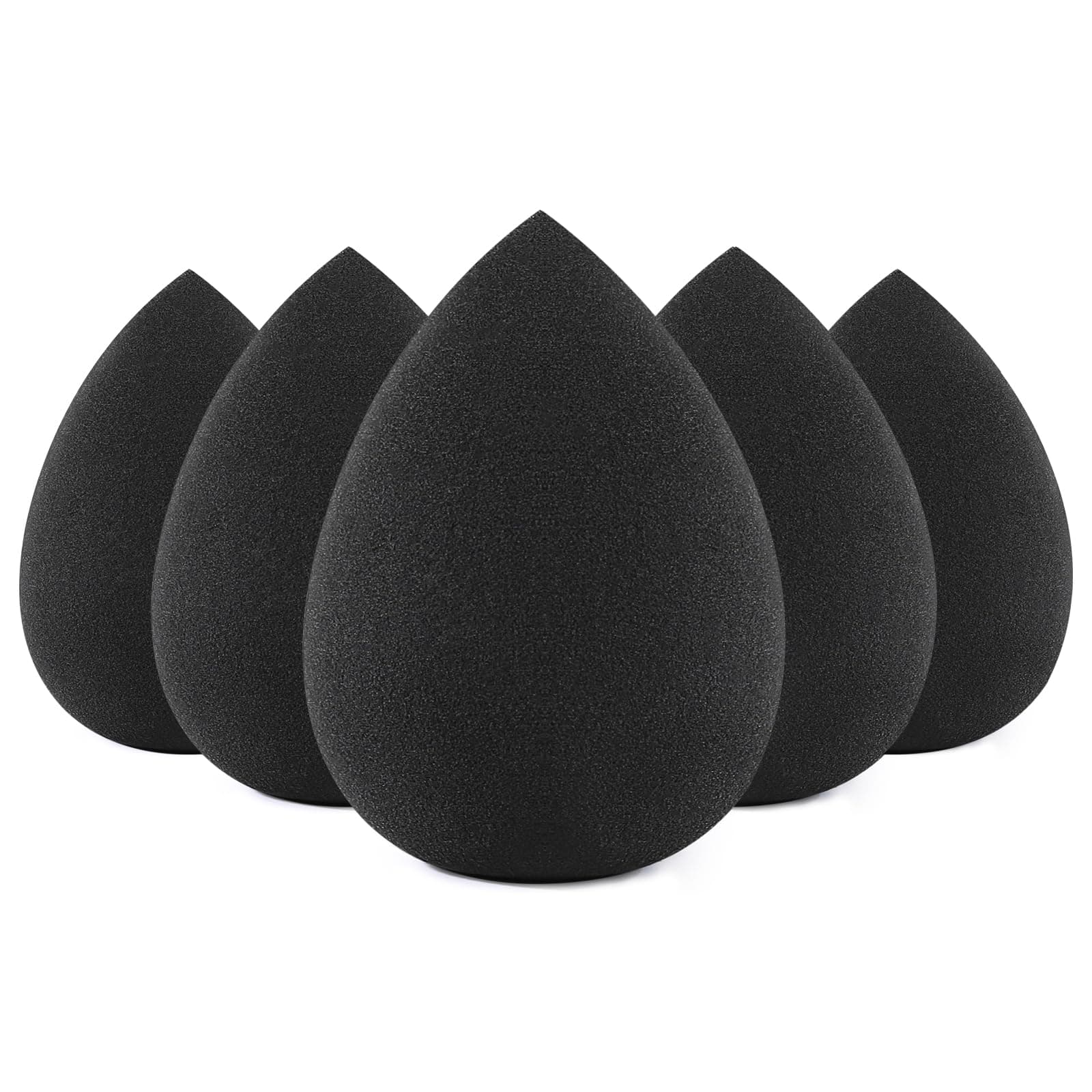 5 Pcs Black Makeup Sponge, Blender Beauty Foundation Blending Sponge, Flawless for Liquid, Cream, and Powder, Latex Free and Vegan Makeup Sponges