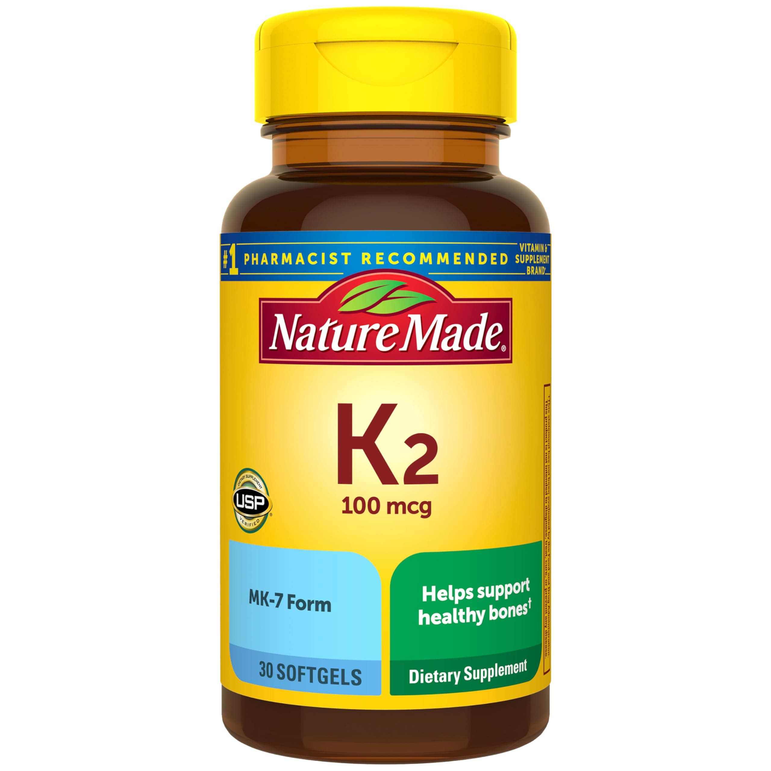 Vitamin K2 100 mcg, Dietary Supplement for Bone Support, 30 Softgels, 30 Day Supply