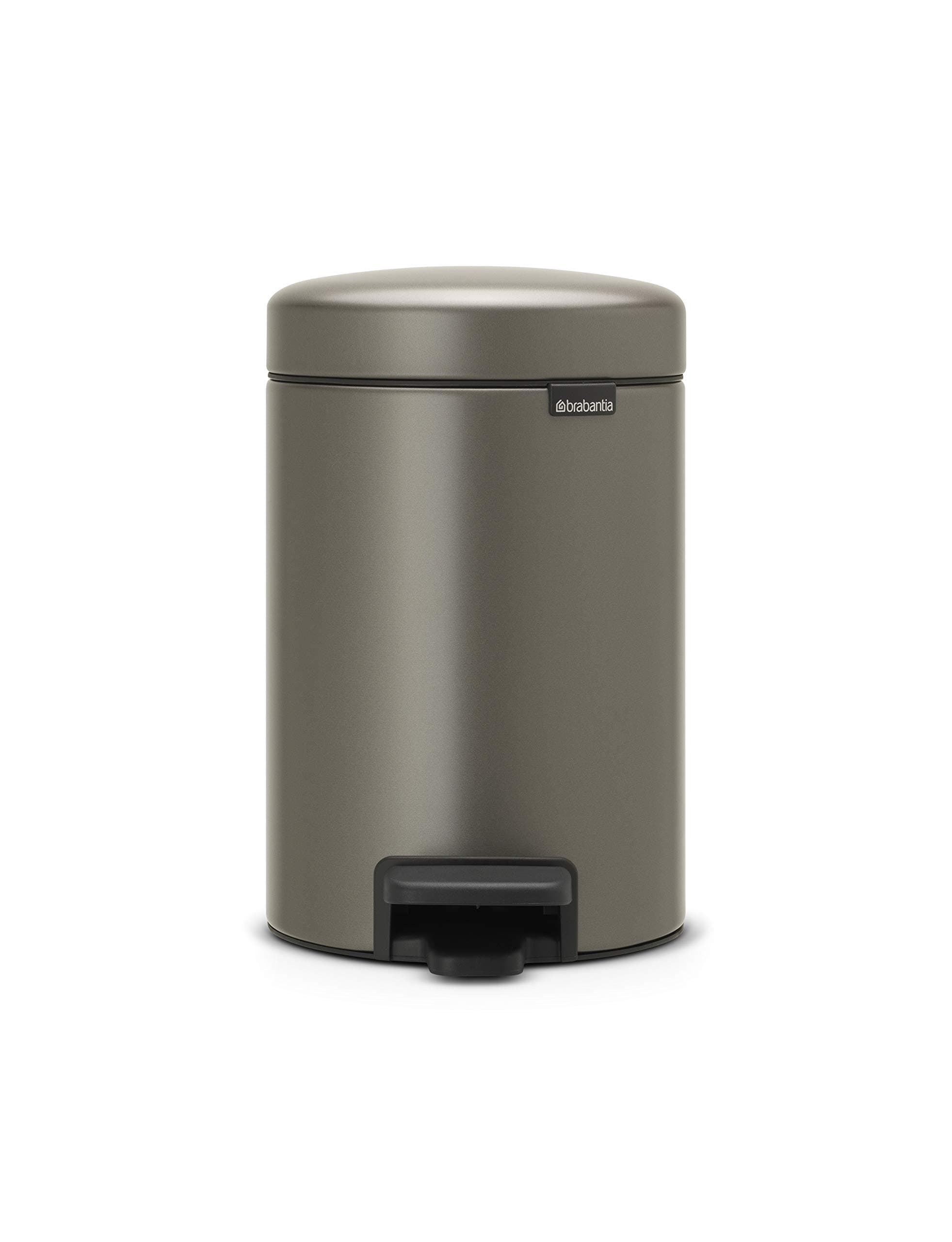 brabantia 113246 Pedal Trash Can Platinum, 3L, New Icon