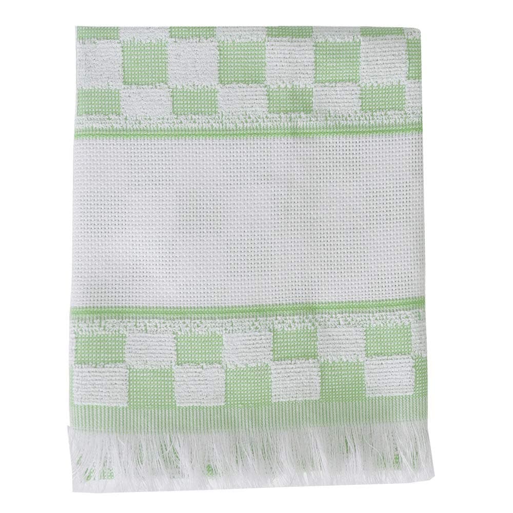 WushXiao Cross Stitch Dohler Verona Tea Towel Green - Ready to Stitch - No Pattern Included - 100% Cotton - Price is for ONE Green/White Towel