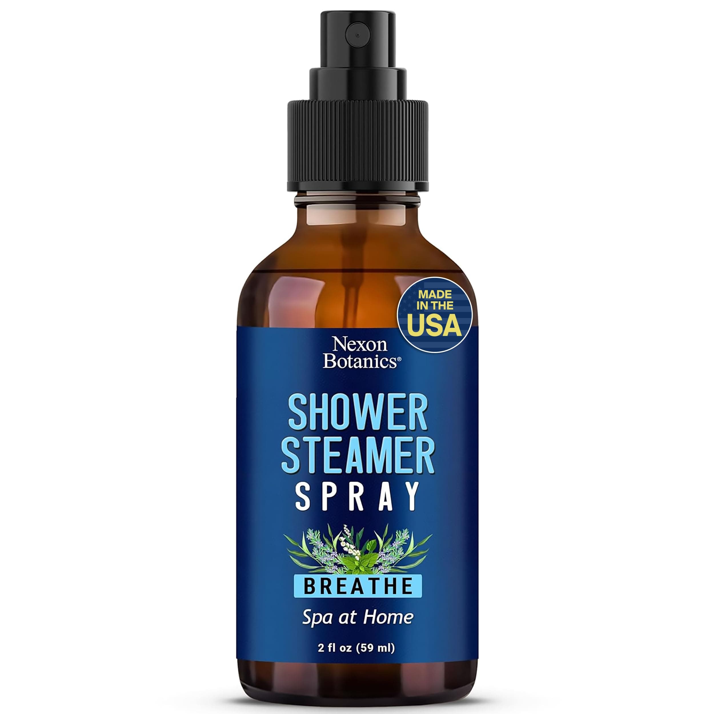 Breathe Shower Steamer Spray 2 fl oz - Aromatherapy Mist with Rosemary, Peppermint, Eucalyptus Essential Oil Blend - Refreshing Spa at Home Steam Spray - Nexon Botanics