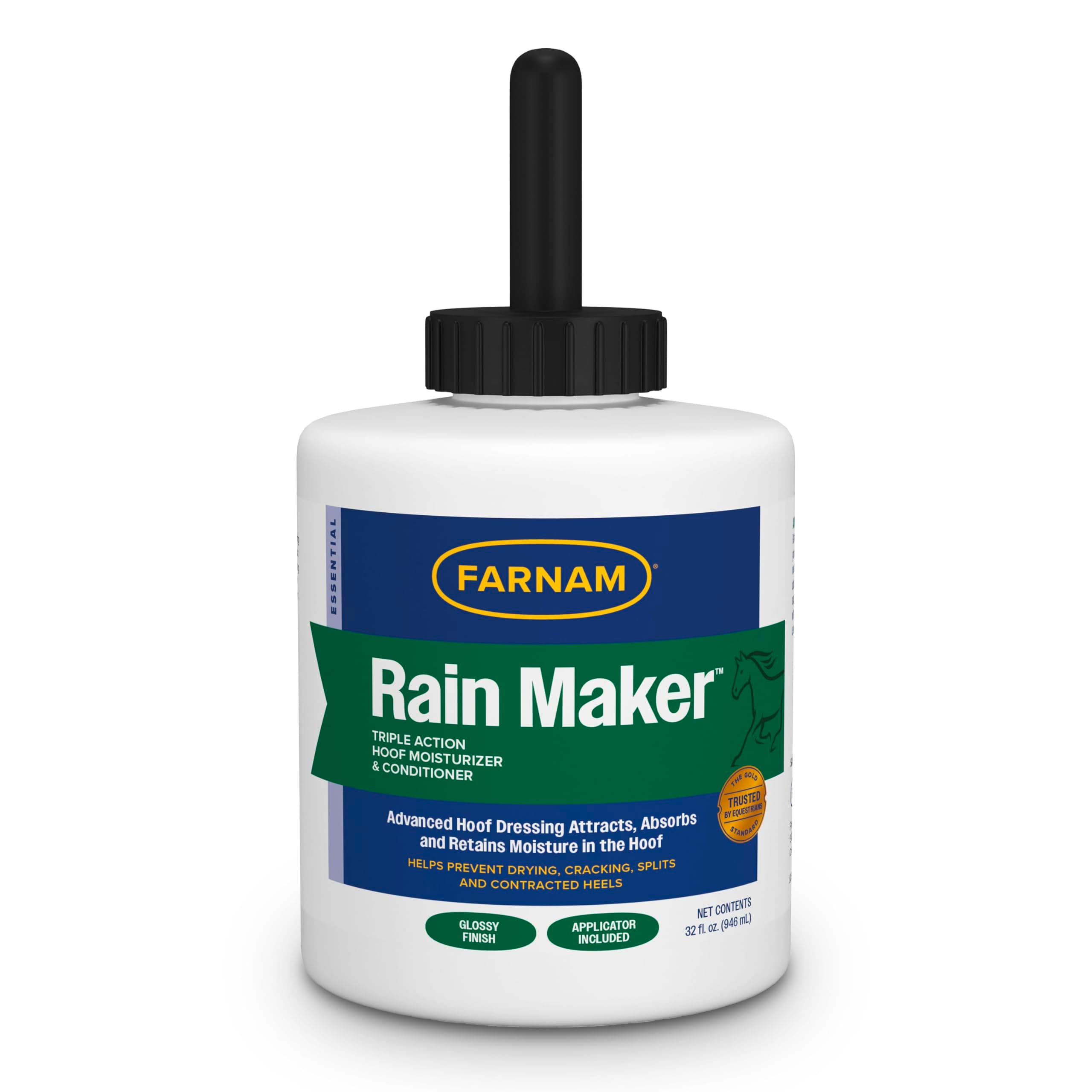 Rain Maker Triple Action Hoof Moisturizer & Conditioner, Protection Against Dry Weather, Cracks, Splits, Contracted Heels, 32 fl oz