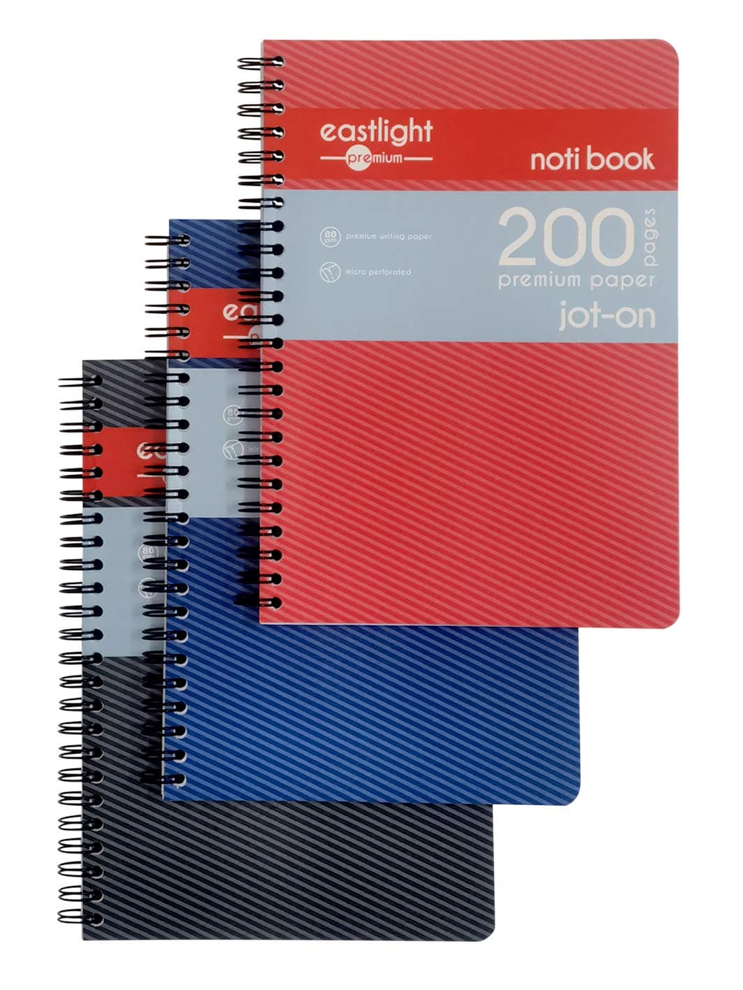 Eastlight A5 Jot-On Notebook Wirebound, Ruled & Perforated, 200 pages, Assorted Colours, Pack of 3