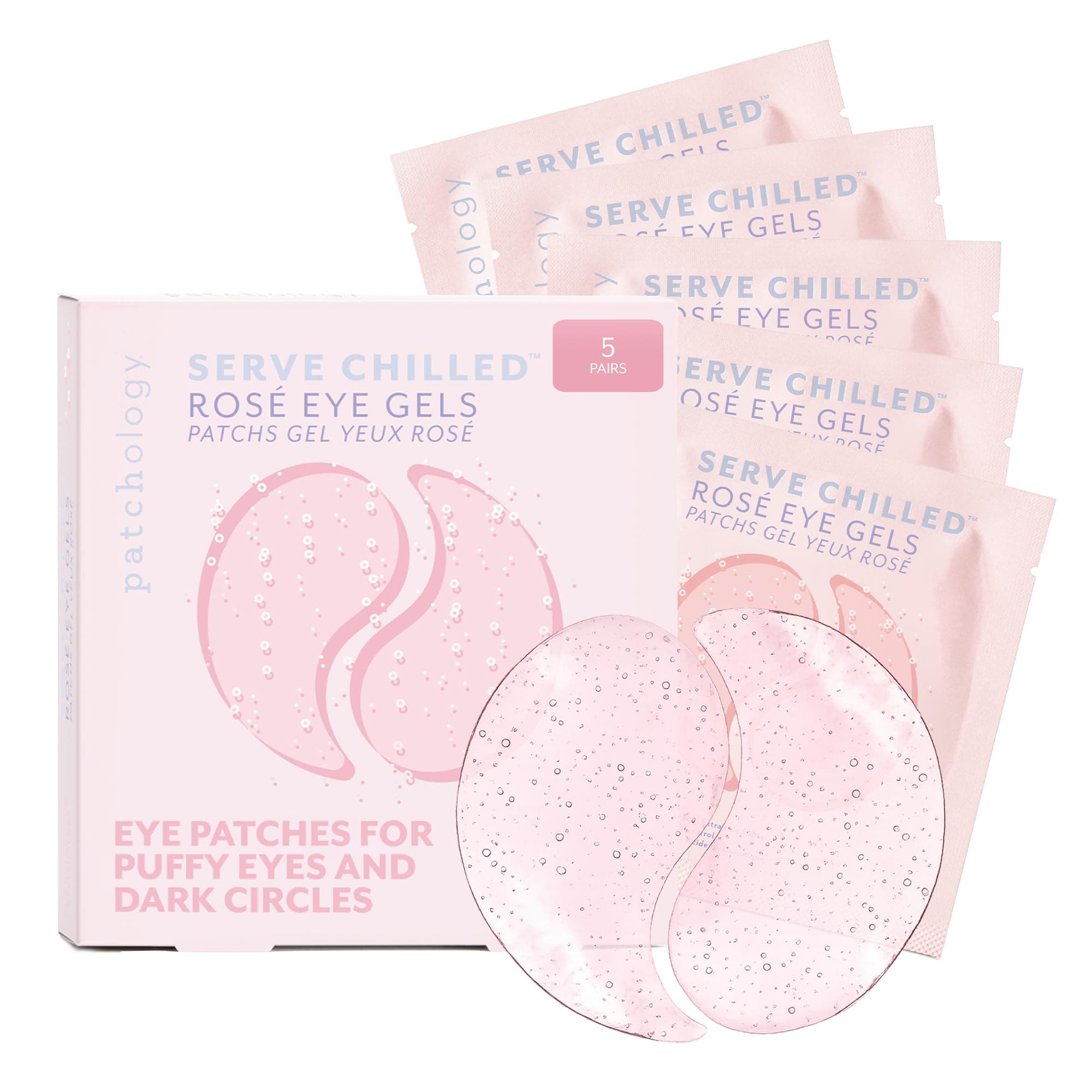 Patchology Serve Chilled Rosé Hydrating Under Eye Patches for Dark Circles, Beauty & Personal Care Eye Patch, Under Eye Mask, Eye Patches, Eye Masks for Dark Circles, Undereye Patches, 5 Pairs