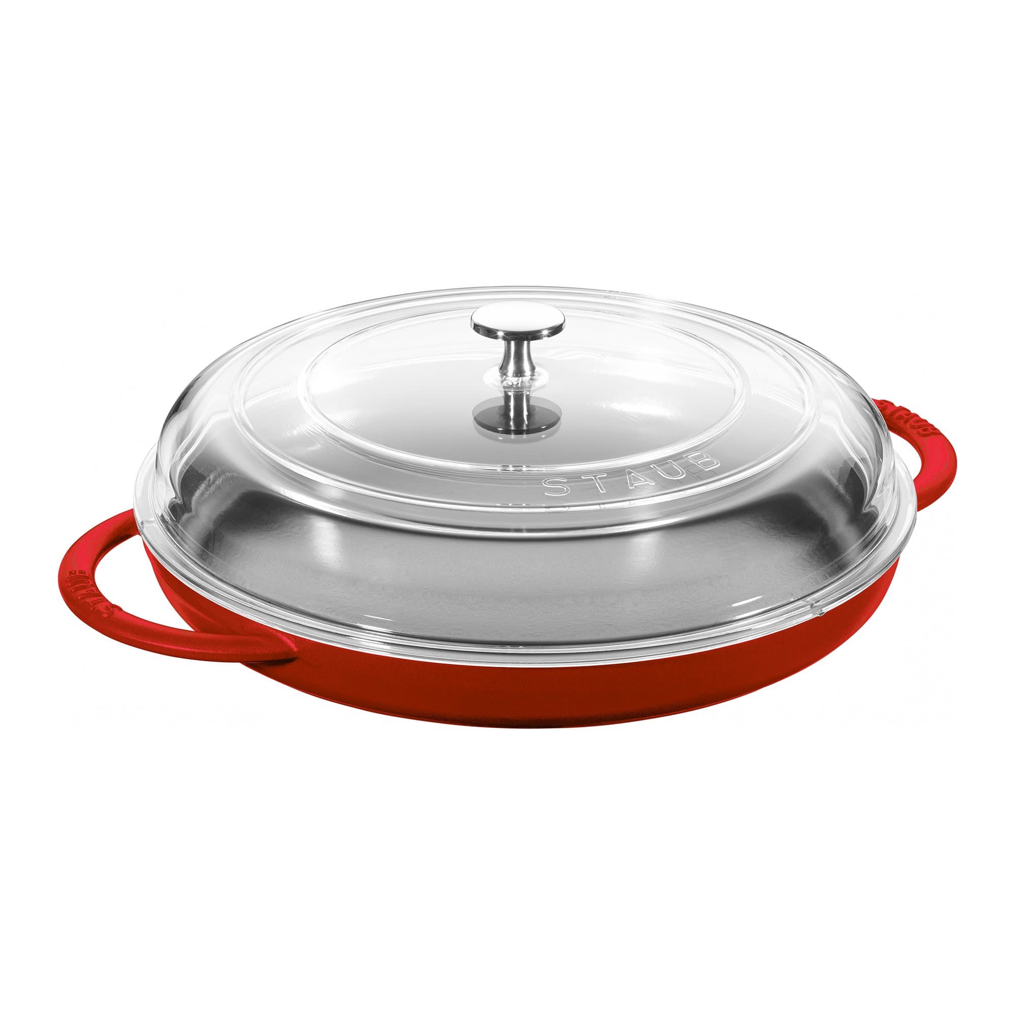 Staub Cast Iron 12-inch Round Steam Griddle - Cherry, Made in France