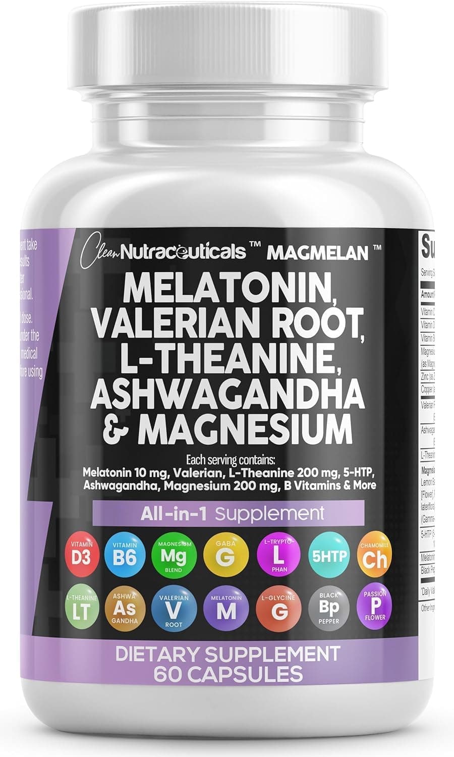 Athinika Nutrition Melatonin 10mg Valerian Root 6000mg L Theanine 200mg Ashwagandha 4000mg - Sleep Support for Women & Men with Magnesium Complex, Lemon Balm, Chamomile, & Passion Flower - 60 Caps