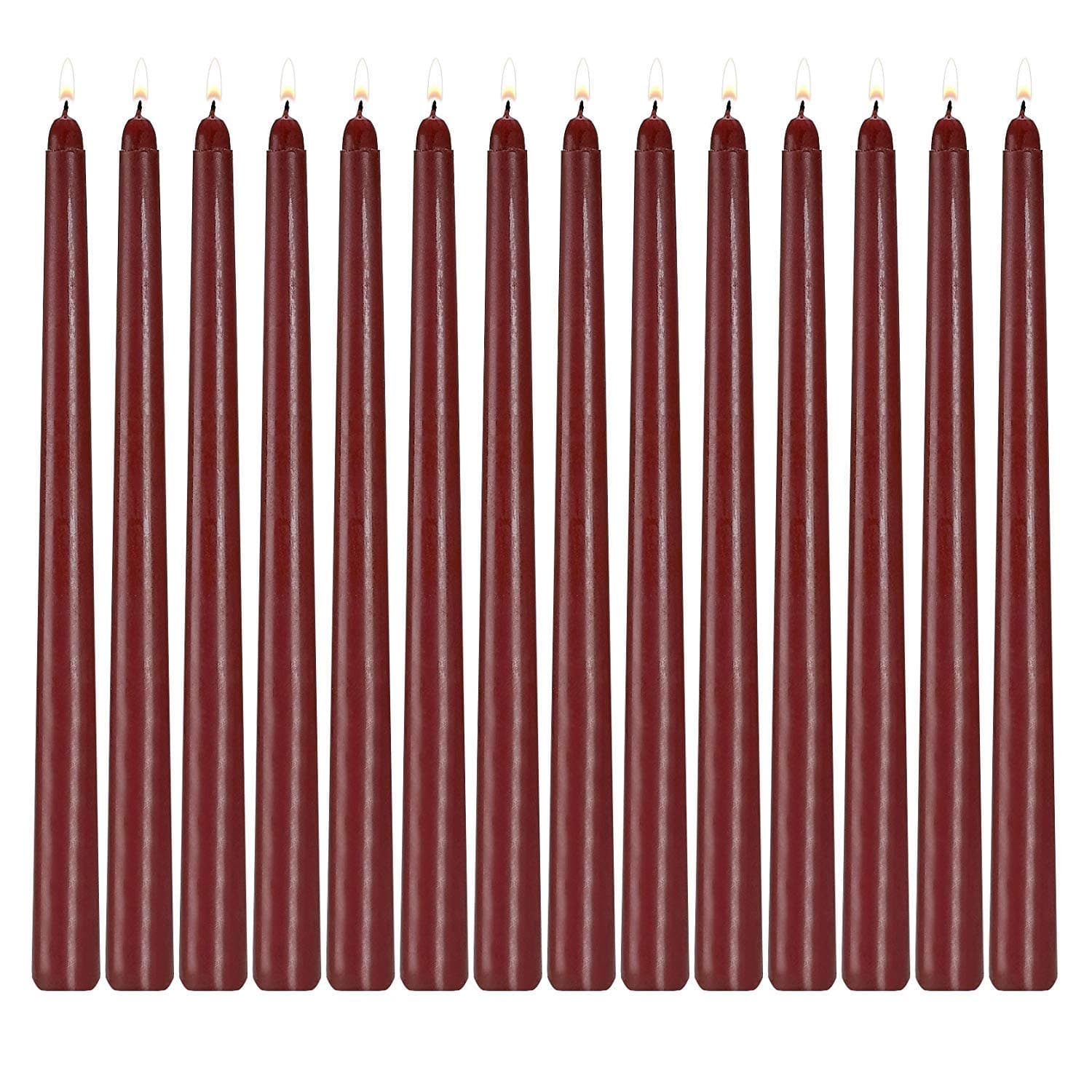 14 Pack Dark Red Taper Candles 12 Inch Tall 3/4 Inch Thick Burn 10 Hours (Burgundy)