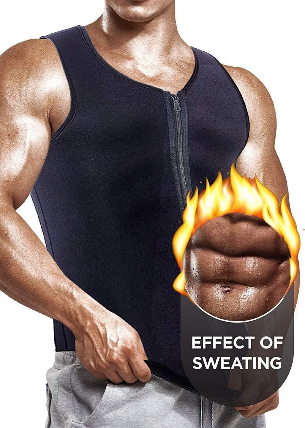 Self Pro [Newest Effective Mens Waist Trainer Vest for Weightloss Hot Neoprene Corset Body Shaper Zipper Sauna
