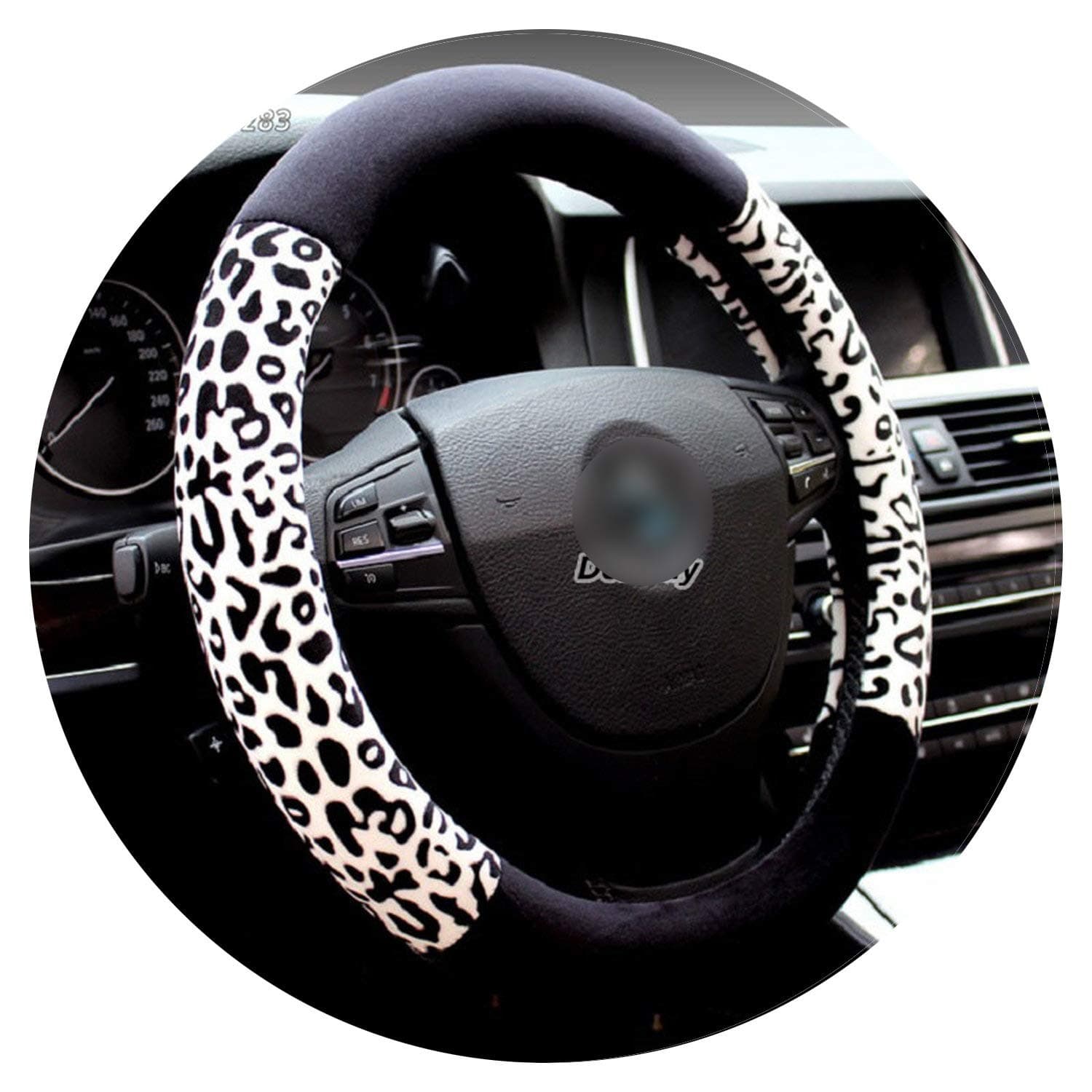 Ablaze Jin 7Colors New Leopard Print F-Ur Cute Steering Wheel Covers Girls Size 38Cm Fits Most Car Styling Winter Warm