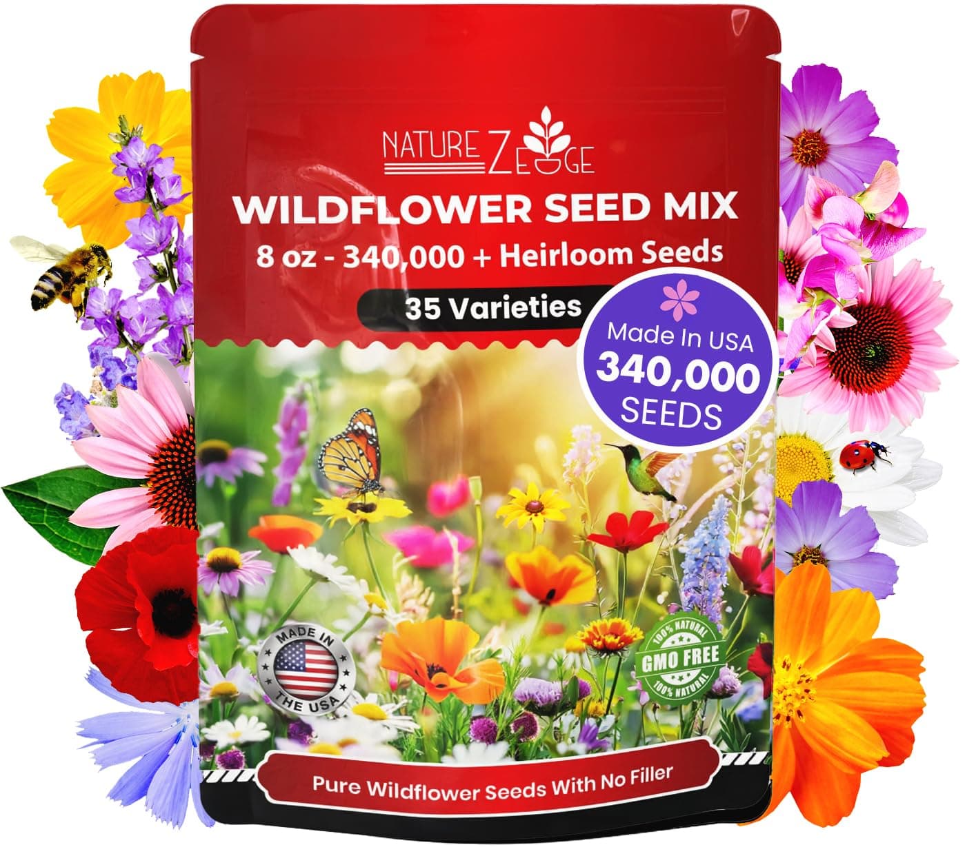 Wildflower Seeds, 1/2 lb, 340,000 Seed, 35 Variety Perennial & Annual Flower Seeds to Plant Outside, Bulk Wildflower Seed, Wild Flower, Semillas de Flores