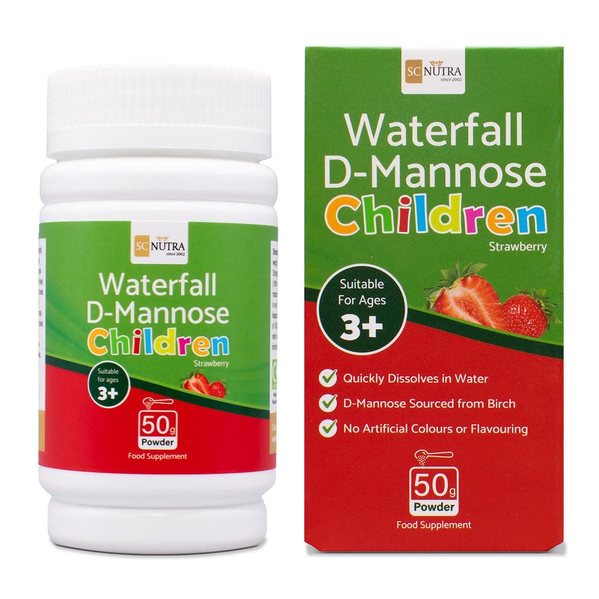 (Sweet Cures) - Waterfall D-Mannose Children - Strawberry | D-Mannose Powder sourced from Birch