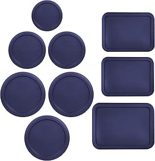 Replacement Lids for Pyrex Containers (1) 1-Cup (2) 2-Cup (2) 4-Cup (1) 7-Cup (2) 3-Cup (1) 6-Cup Round Rectangle (Blue)