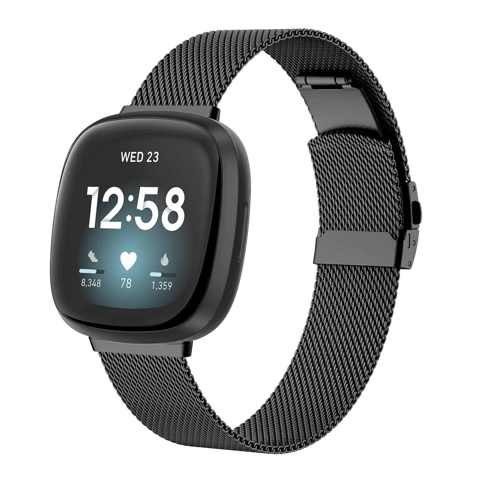 Metal Strap Compatible with Fitbit Versa 3 Straps / Fitbit Sense Strap Women Men, Stainless Steel Metal Buckle Bands Replacement Strap Wristband for Fitbit Versa 3 / Sense, Small